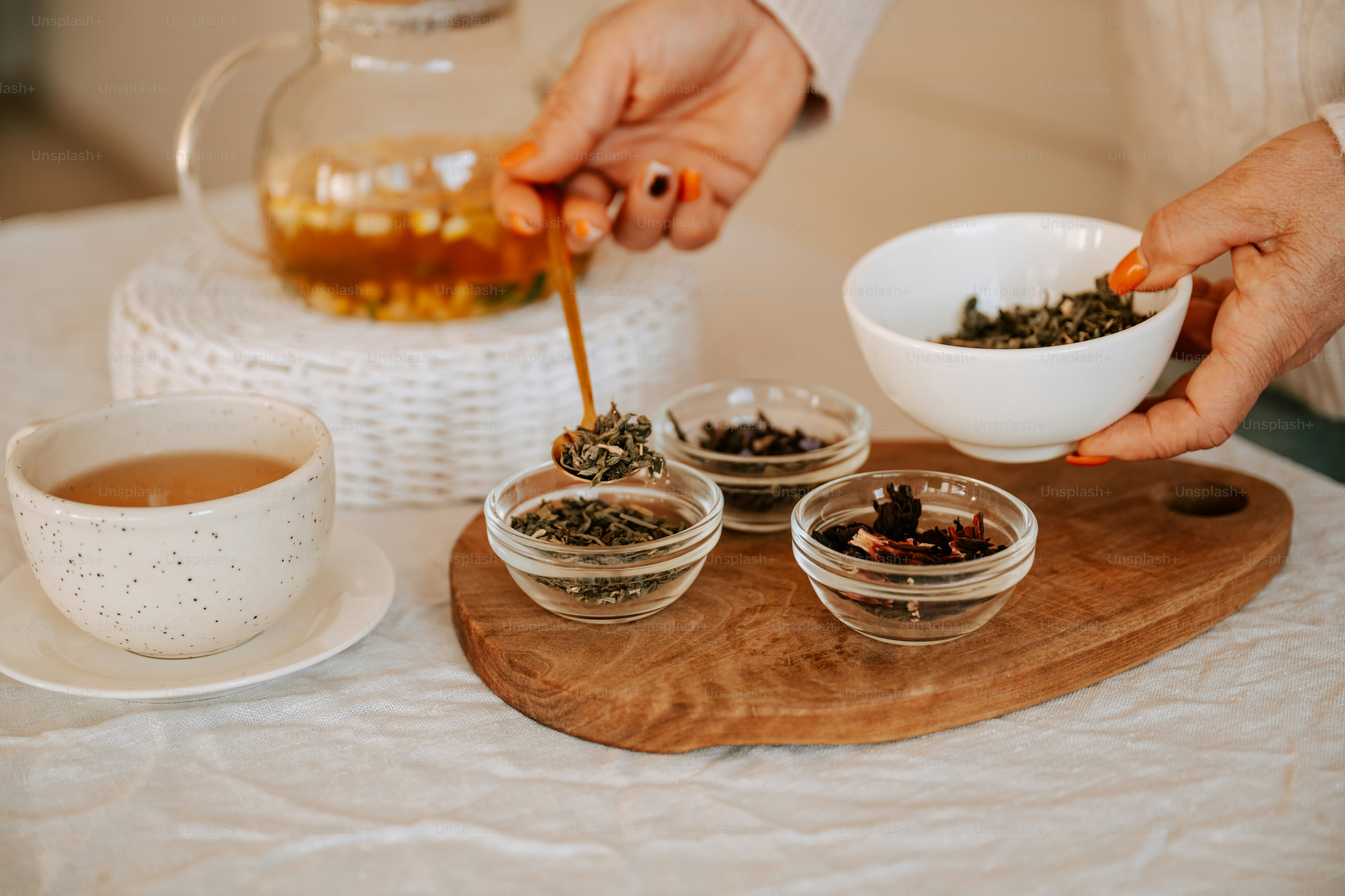 A person is preparing a meal on a table