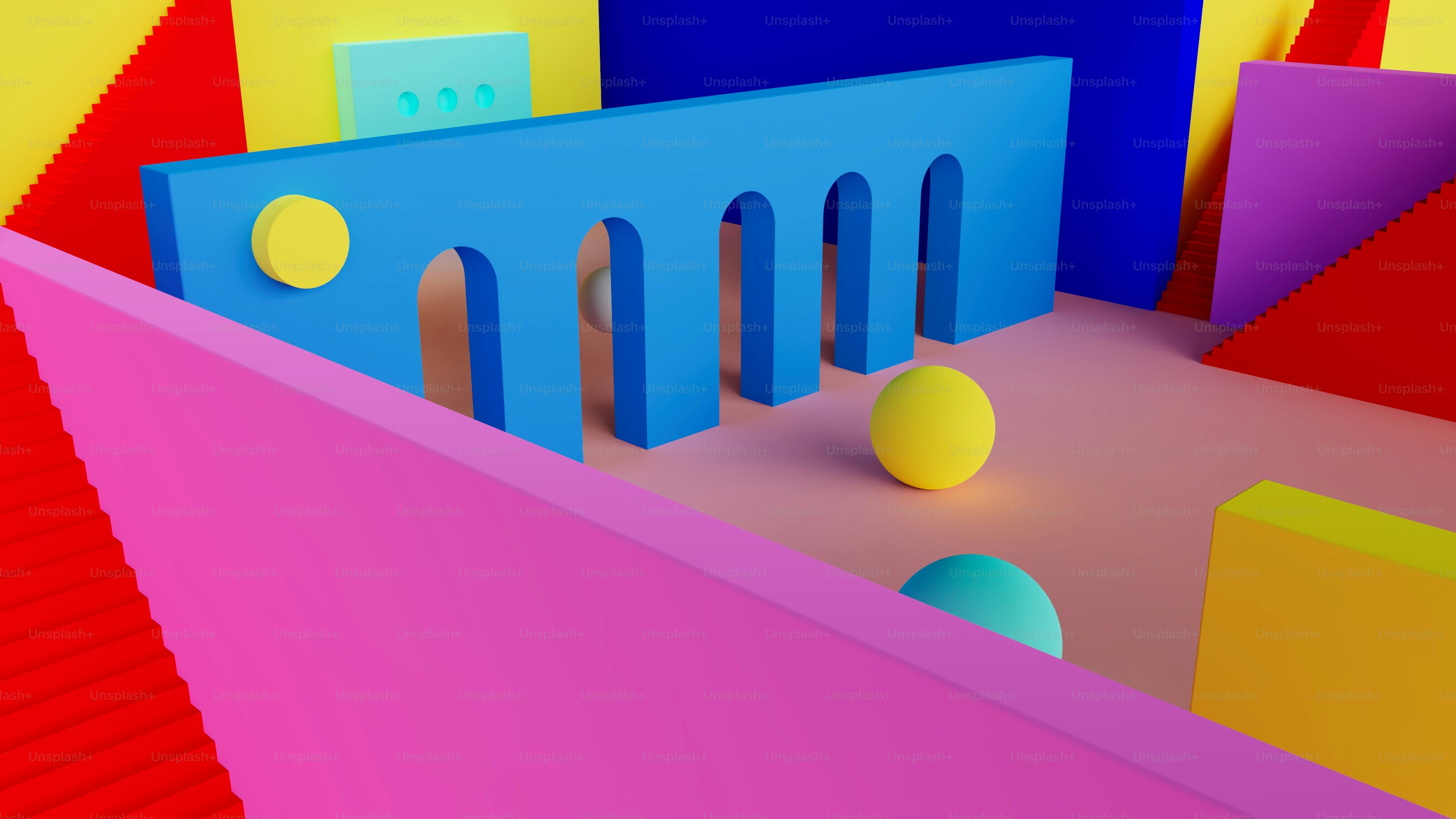 A computer generated image of a colorful building photo – Render Image ...