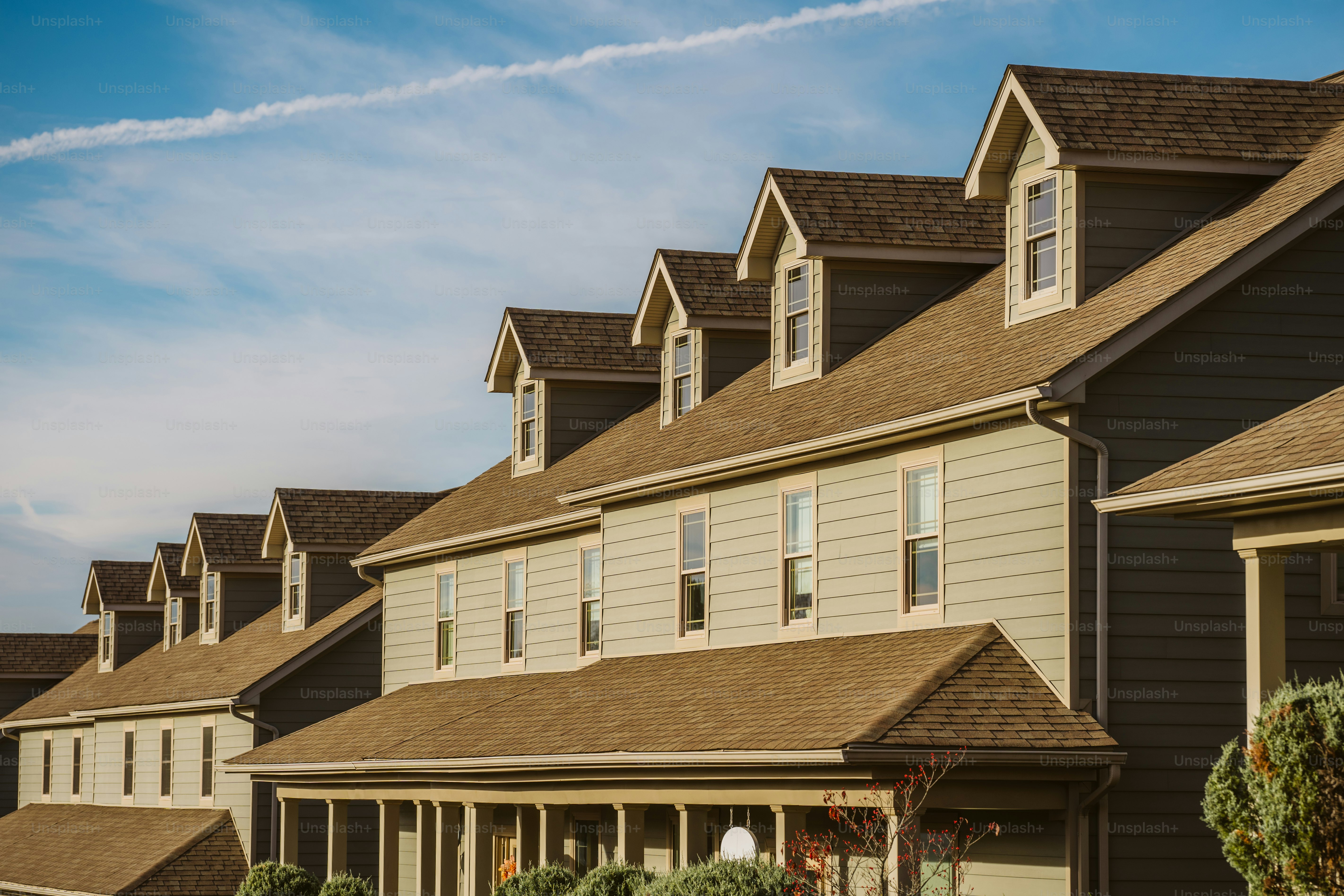 A row of houses sitting next to each other