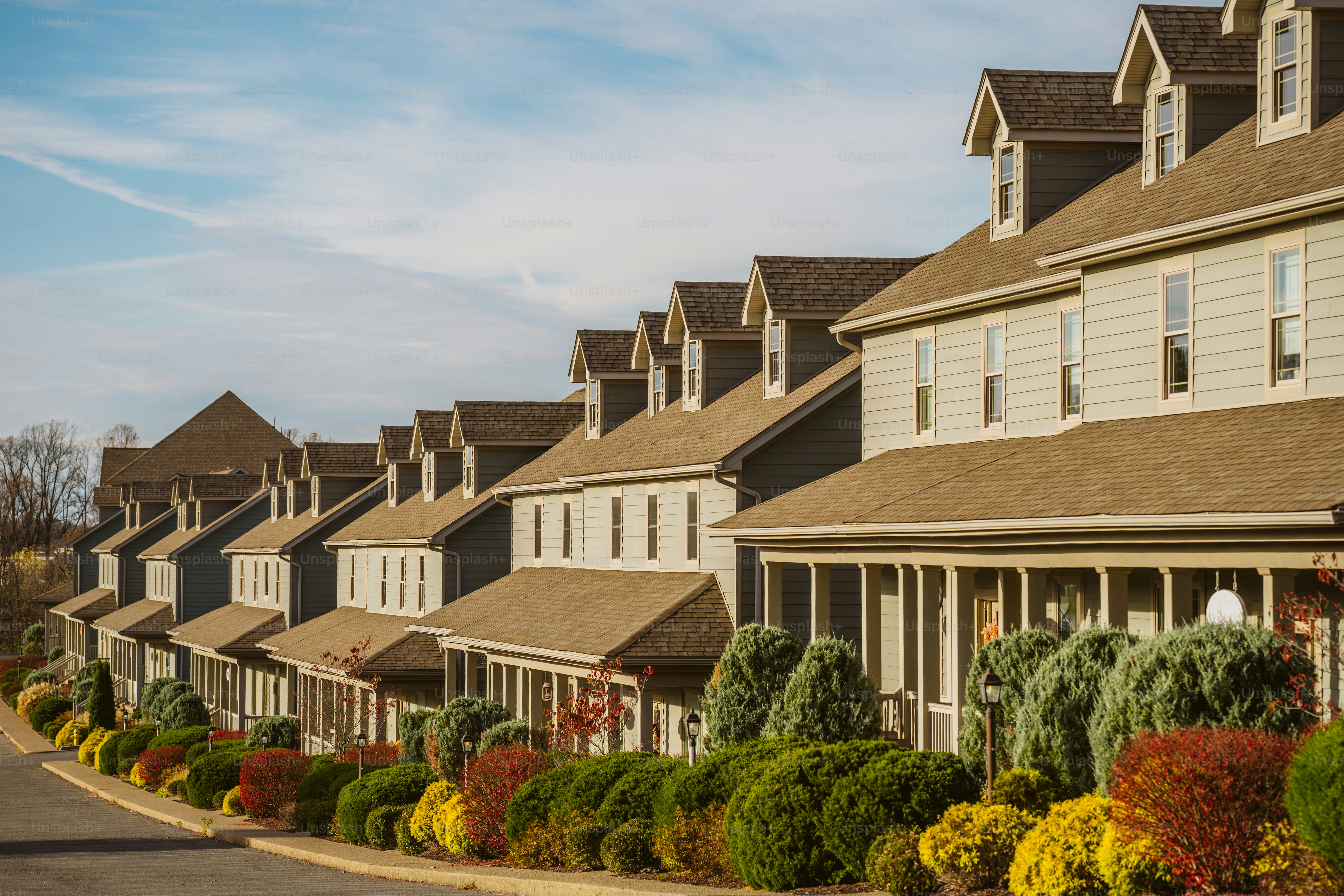A row of houses in a residential area