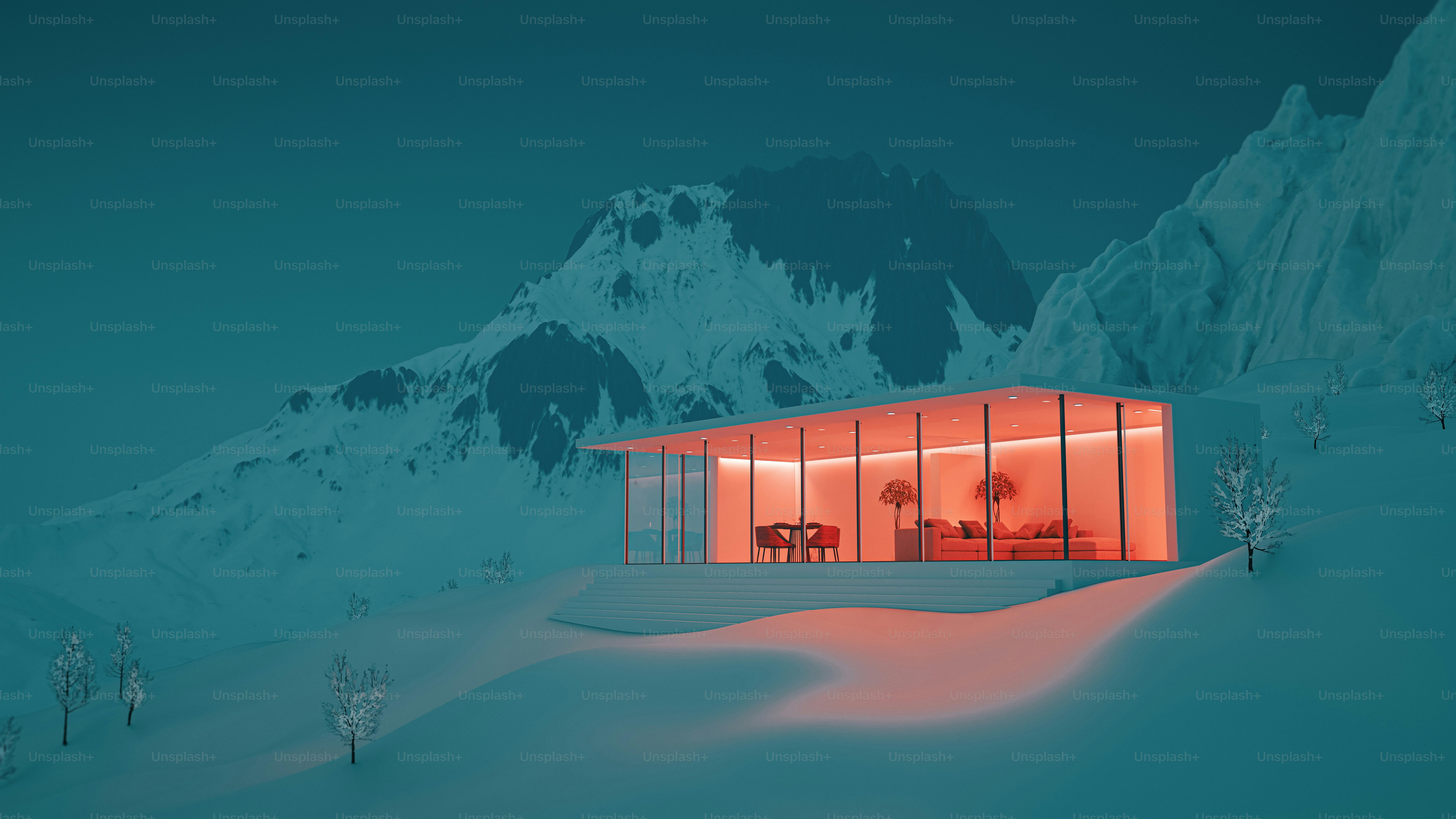 A building that is sitting in the snow photo – Digital image Image on ...