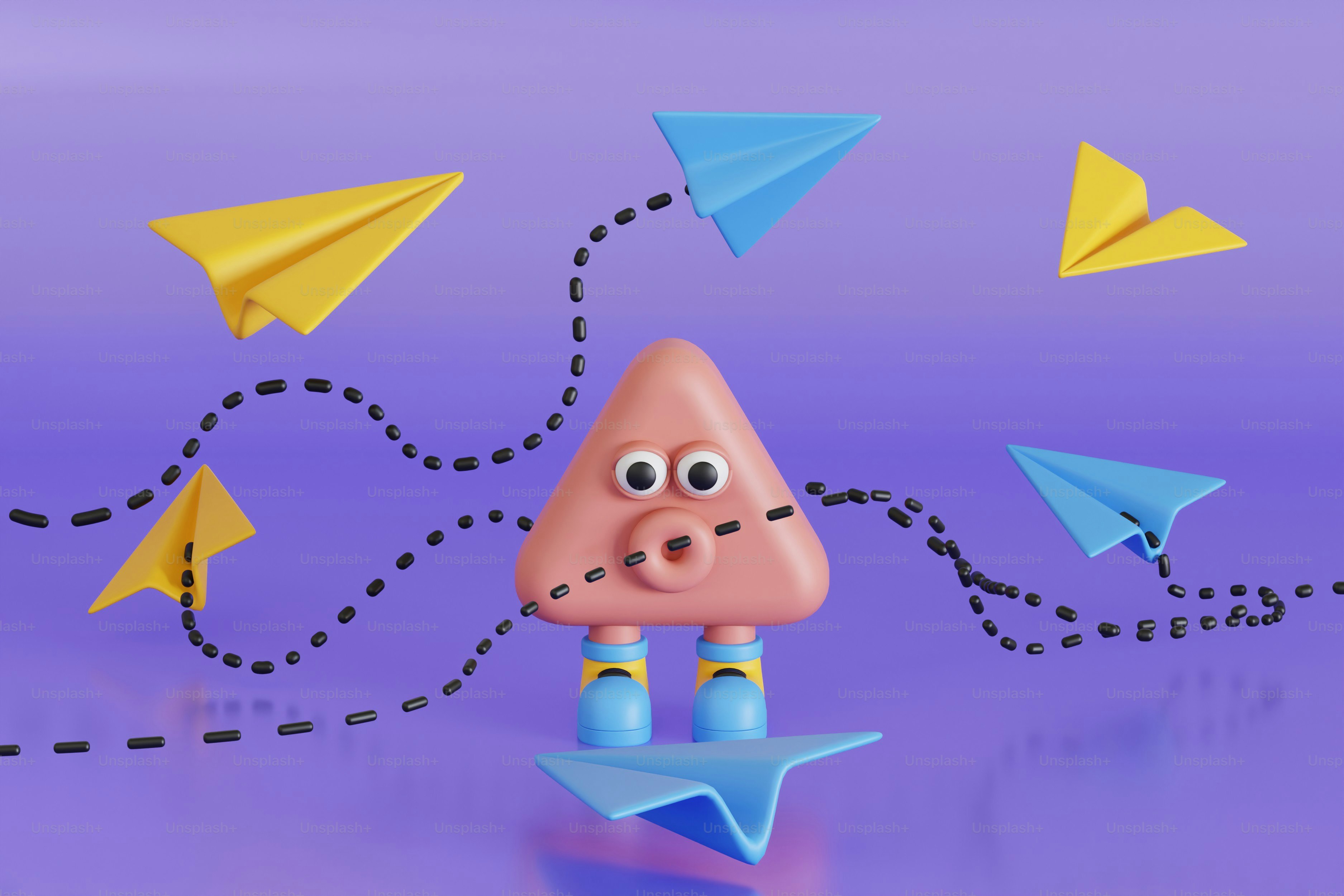 A cartoon character is flying a paper airplane photo – Paper Image on ...