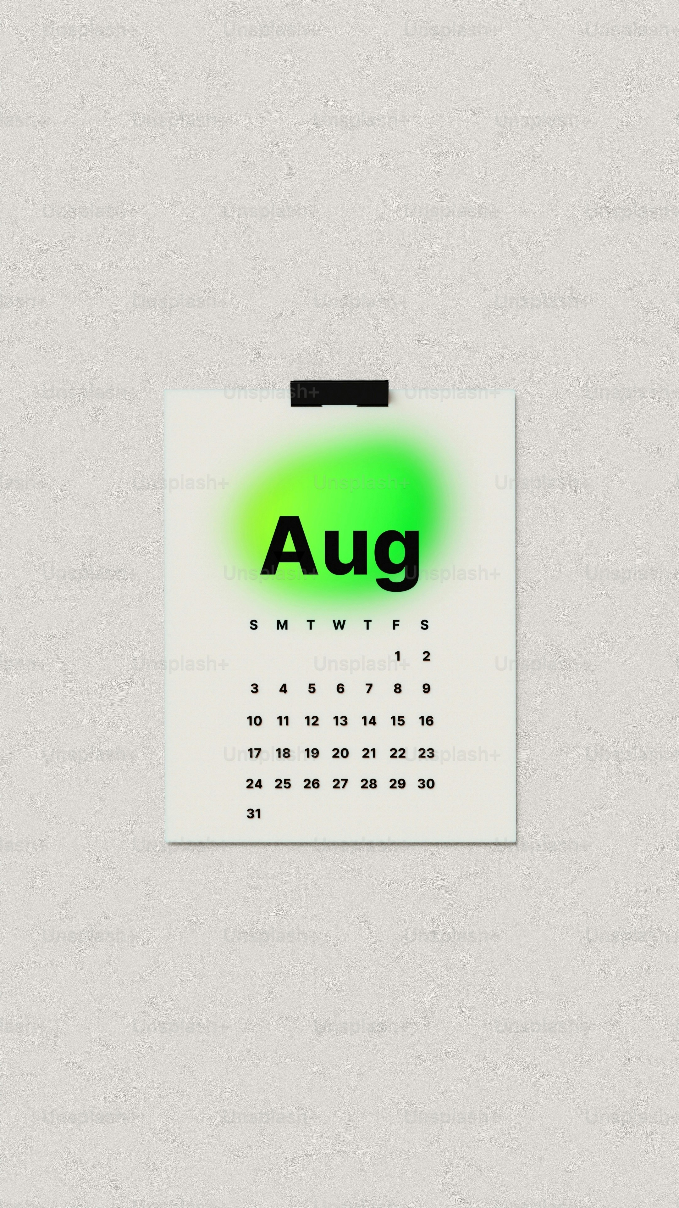 A calendar with the word august on it