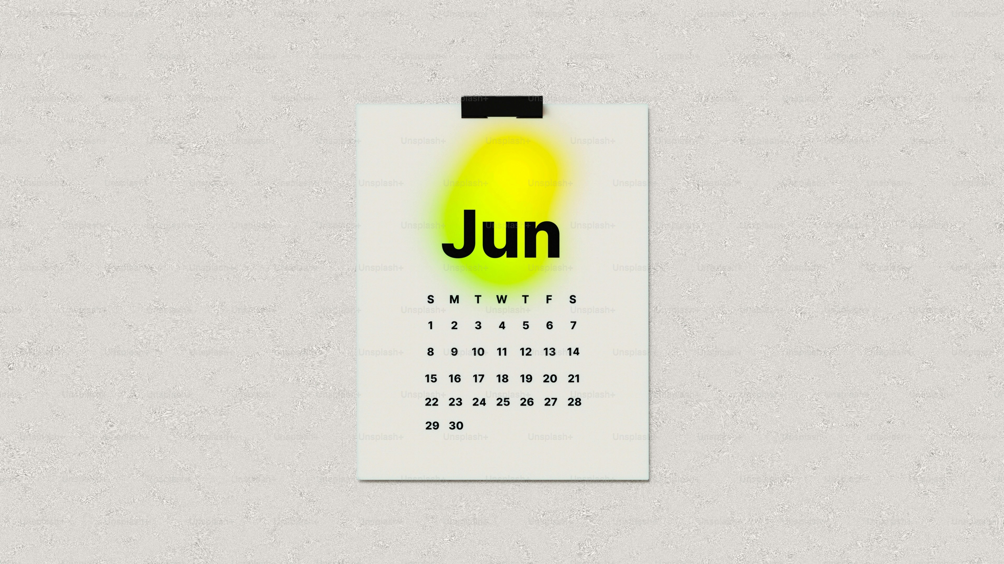 A calendar with the word june on it