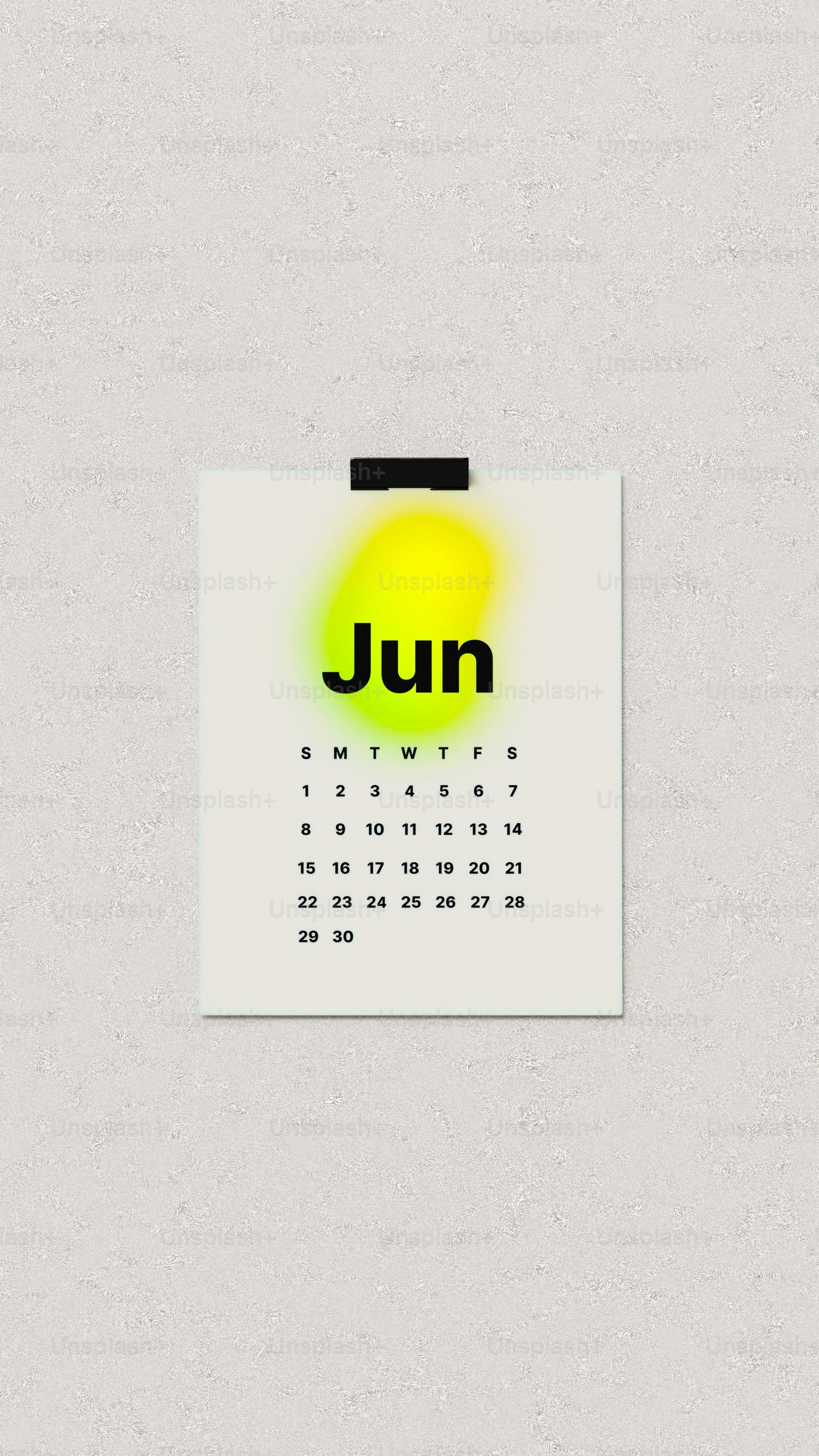 A calendar with the word june on it