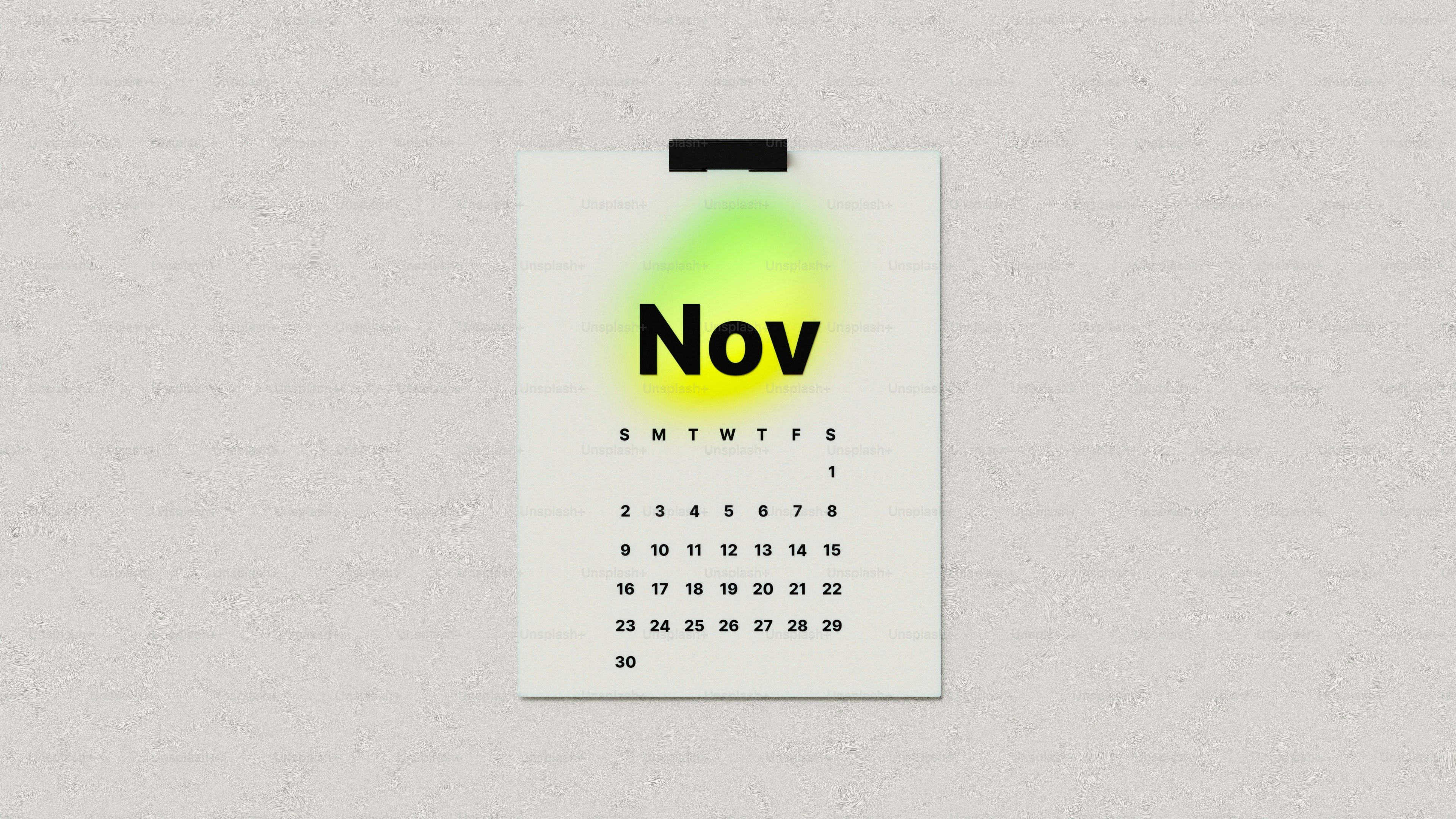 A calendar with the word november written on it