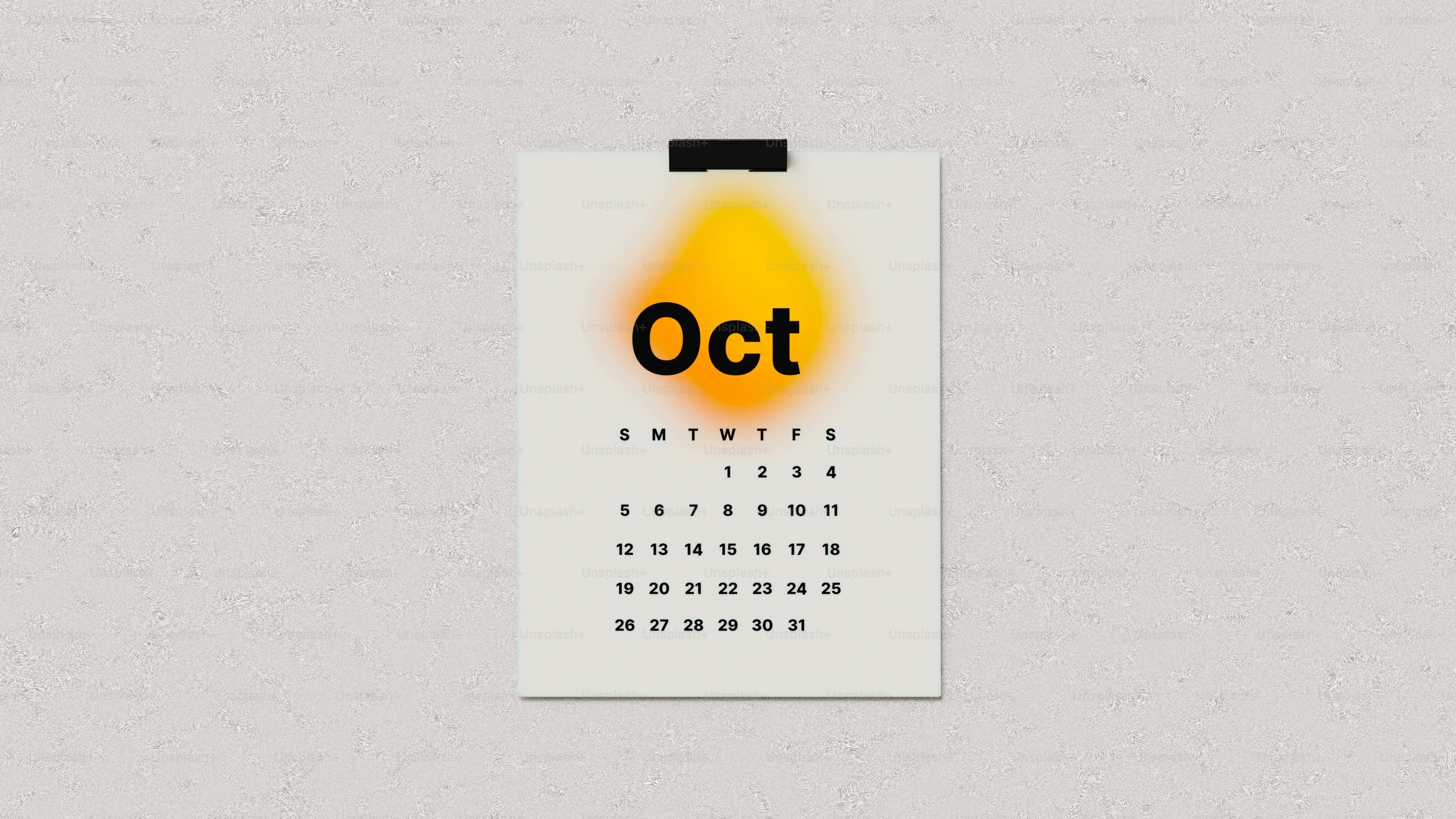 A calendar with the word october on it