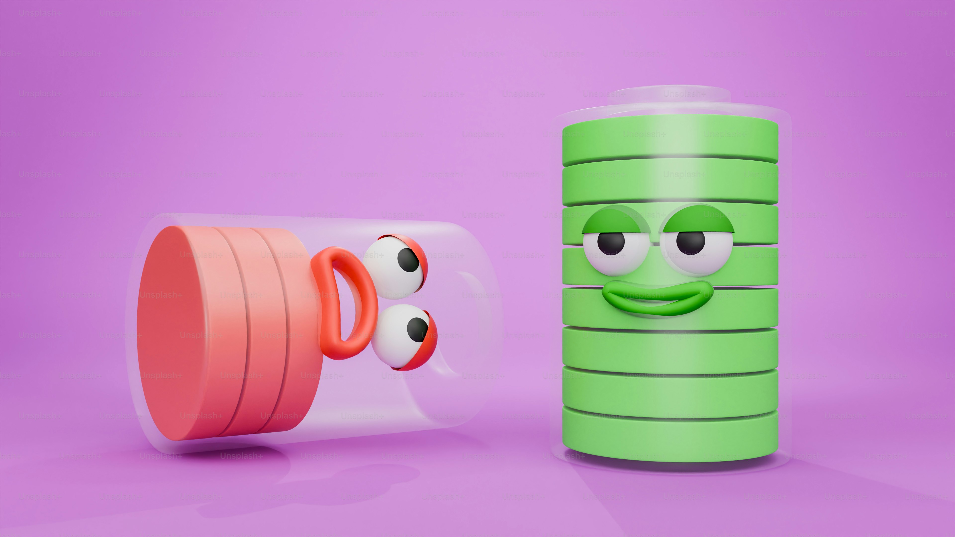 A couple of cups sitting next to each other