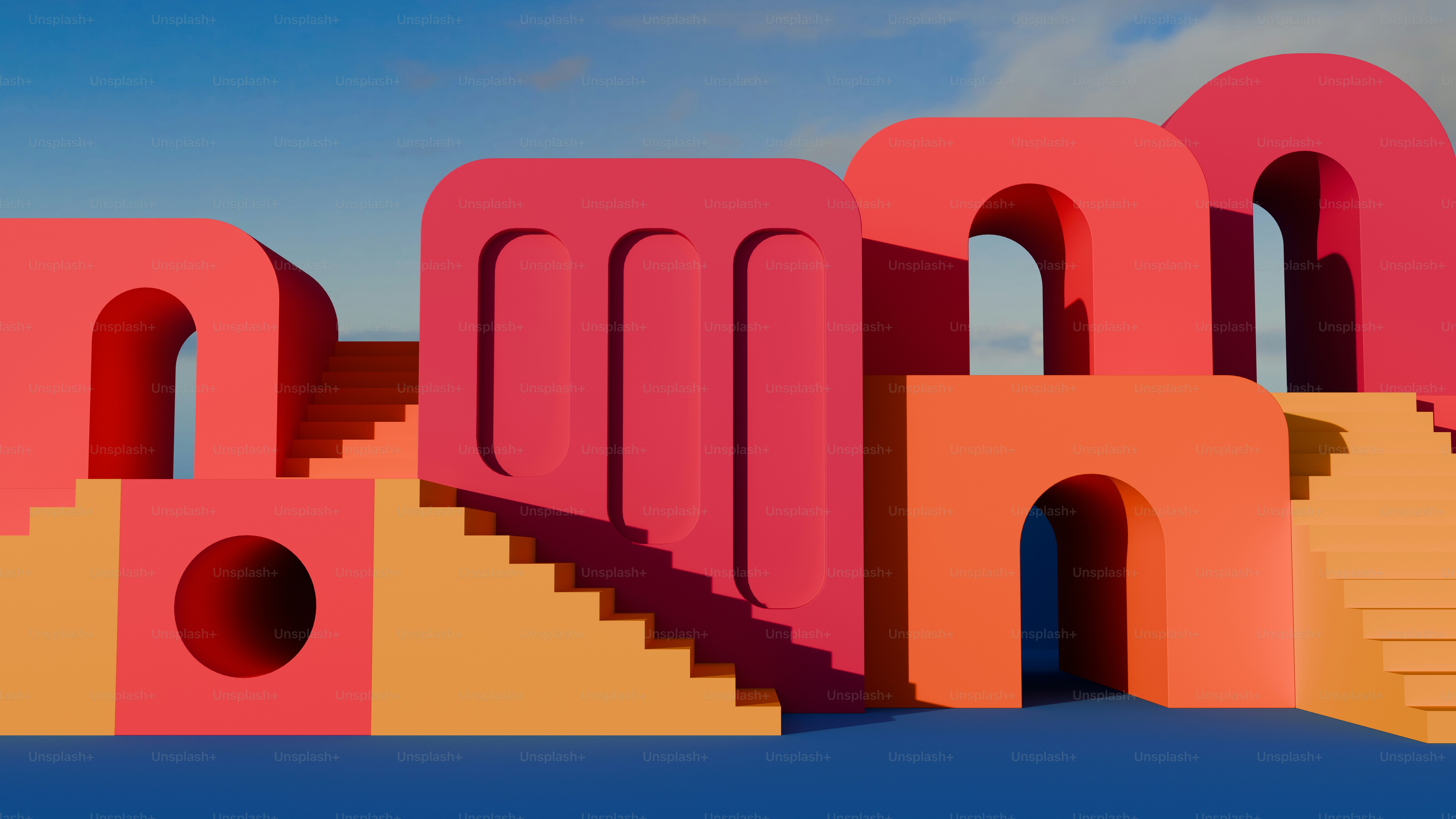 Una imagen generada por computadora de un conjunto de escaleras