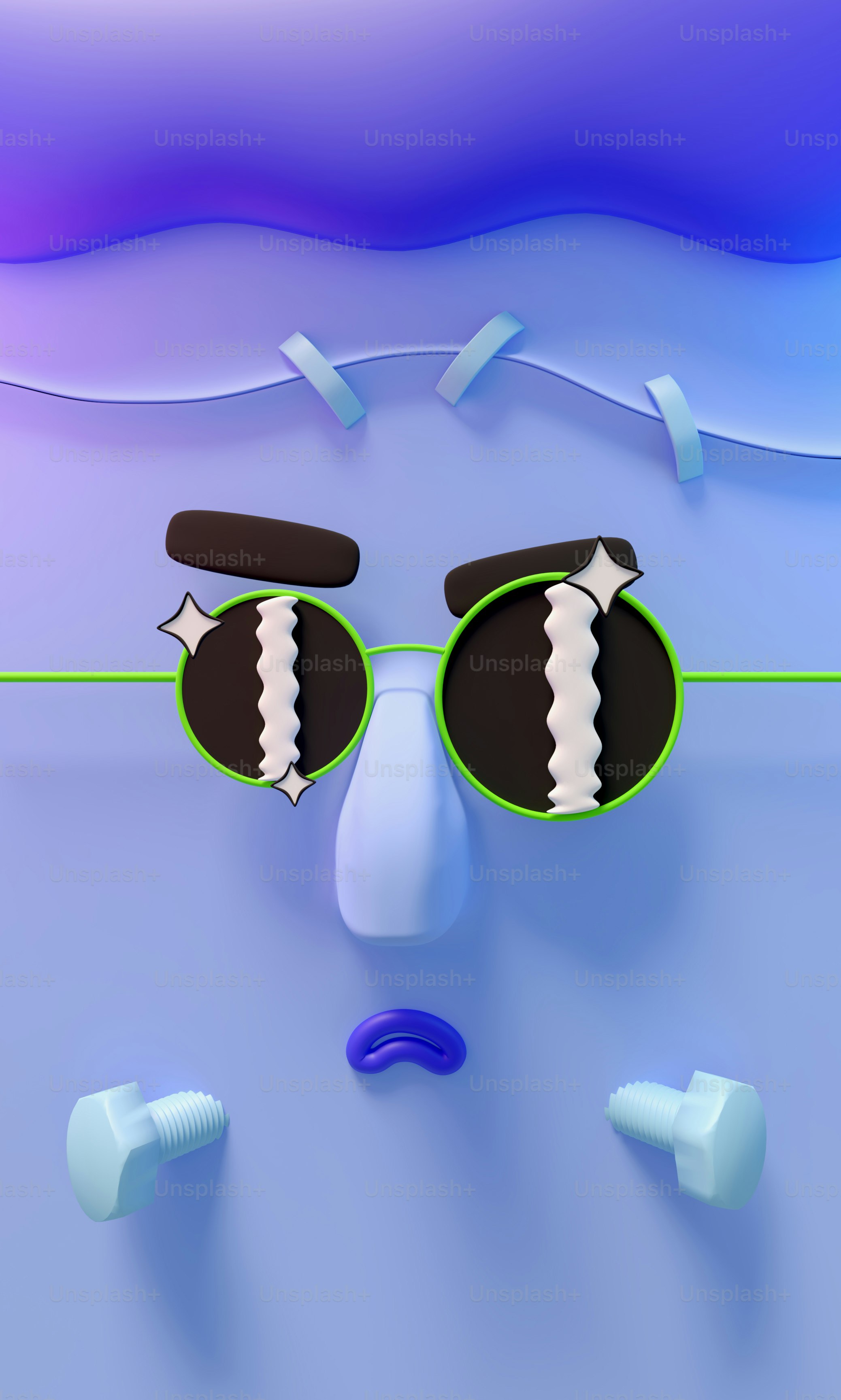 A cartoon character with glasses and a mustache