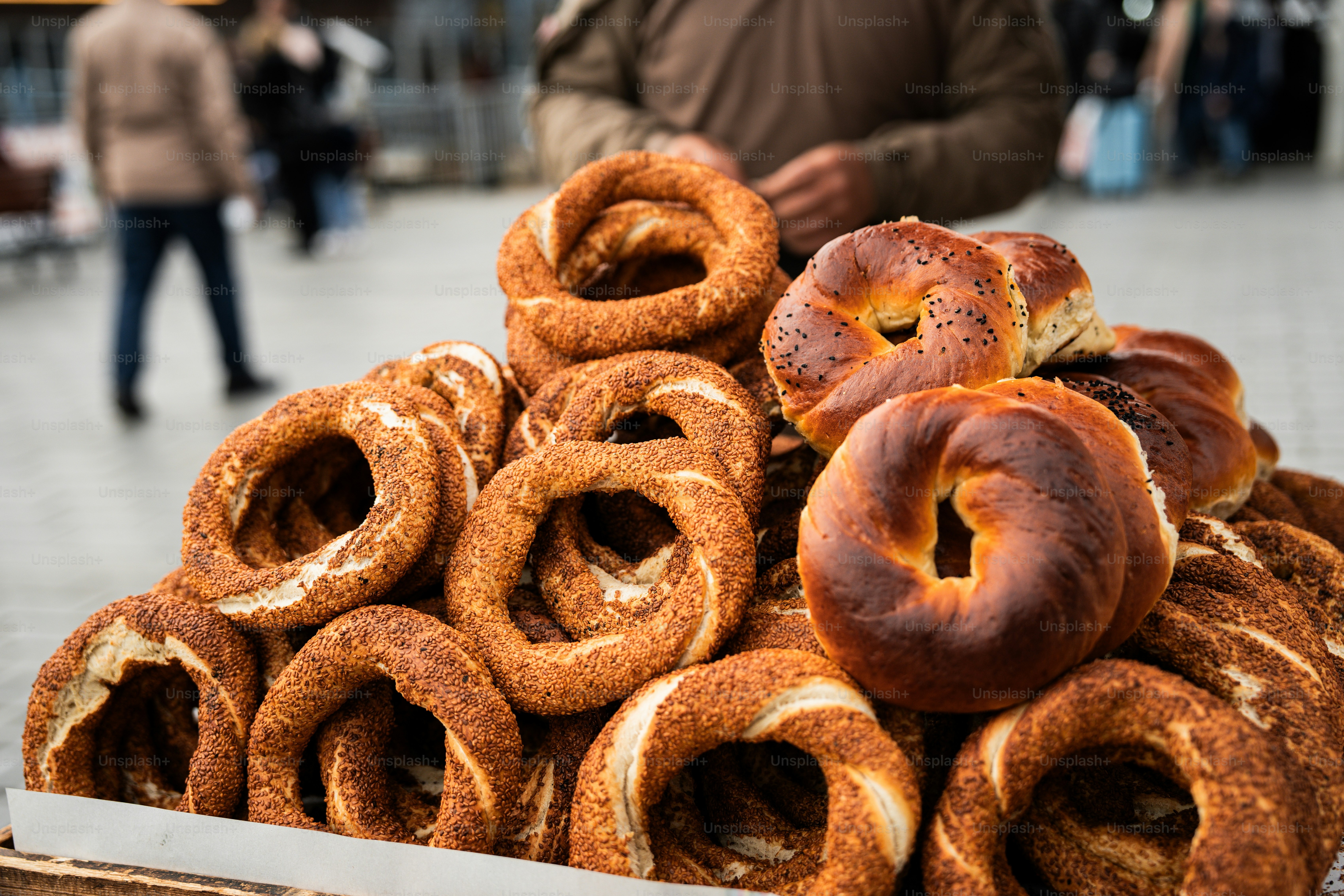 A bunch of doughnuts stacked on top of each other