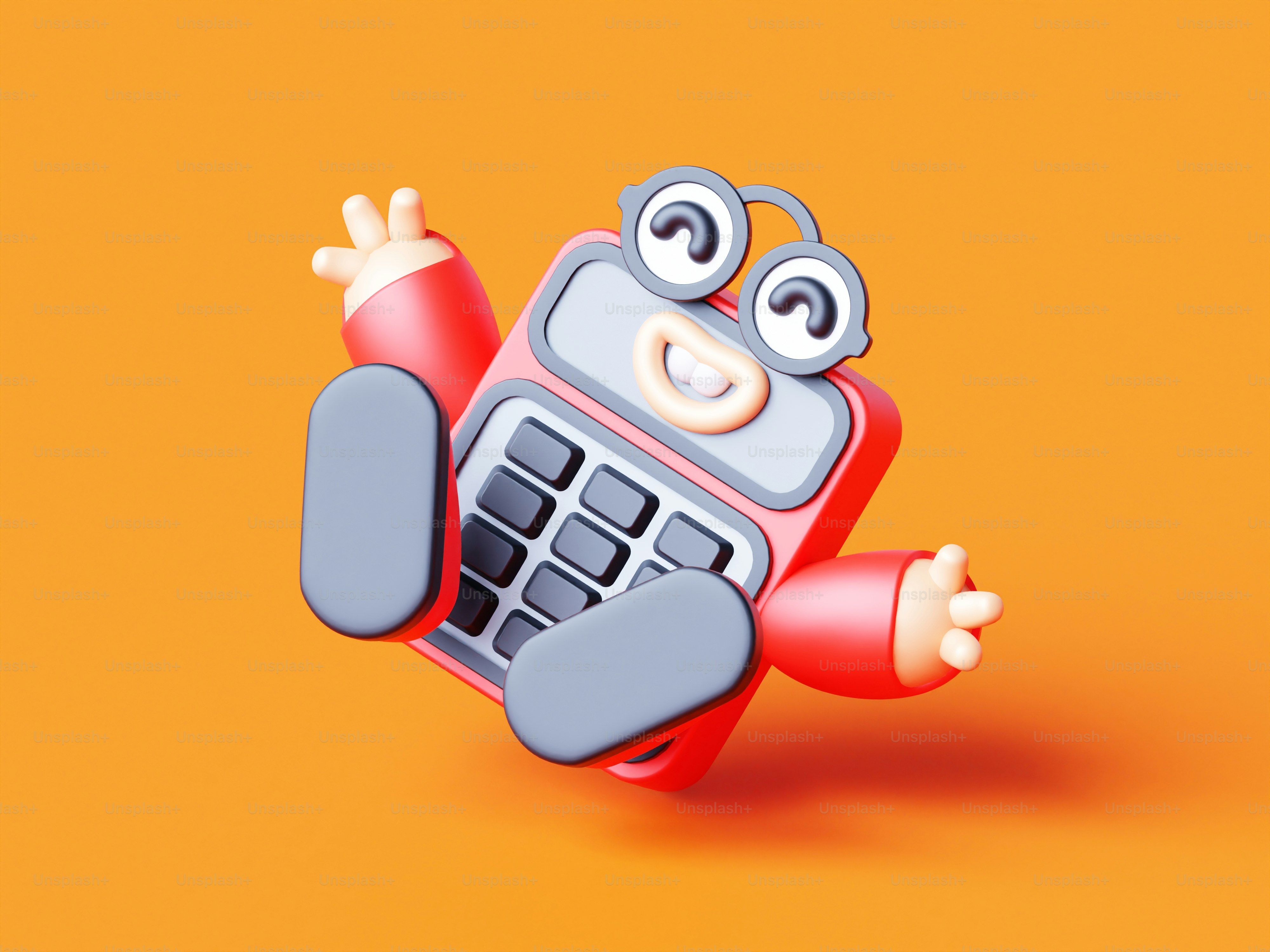 Ein rot-graues Spielzeug mit Augen und Armen