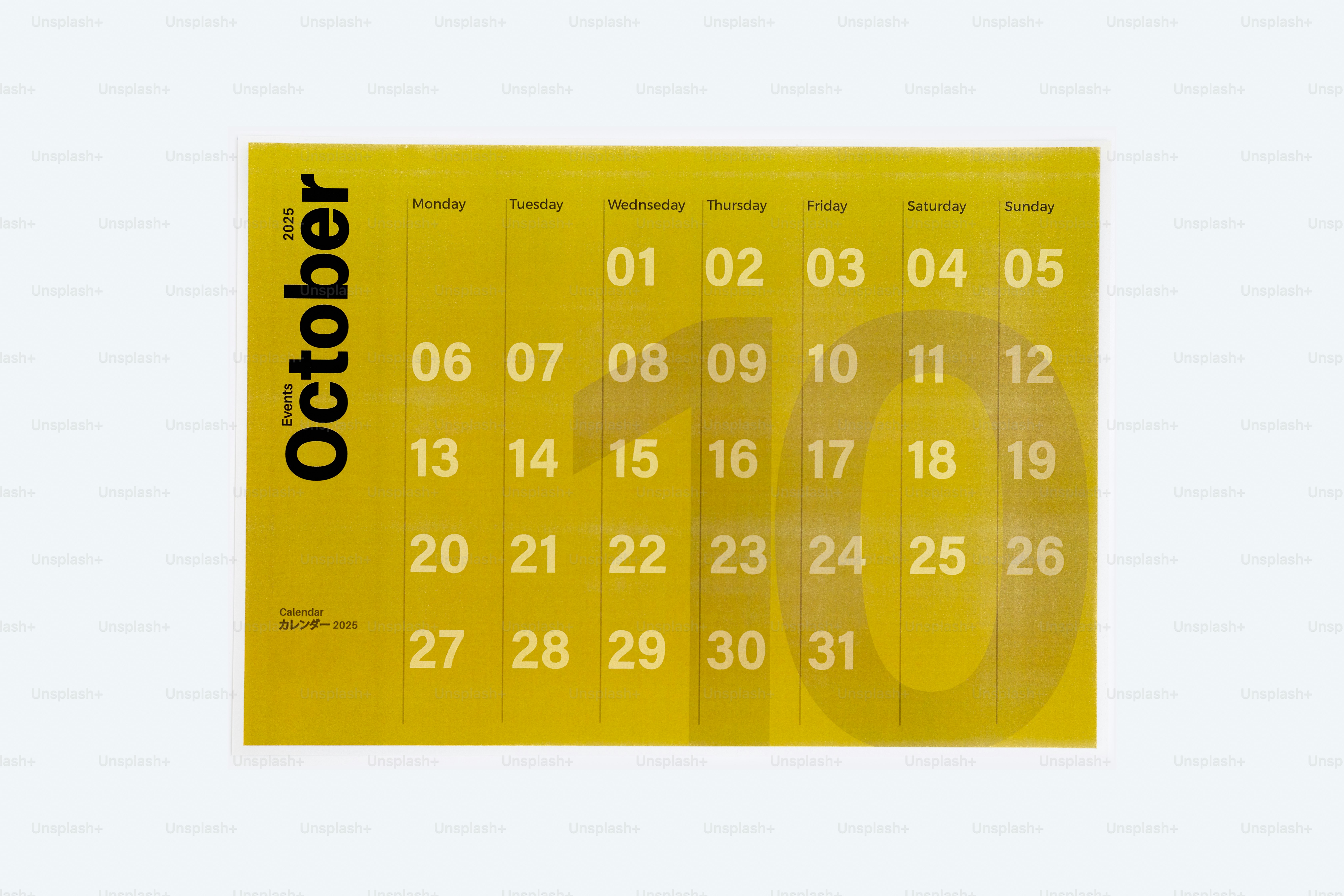 A close up of a calendar on a white background