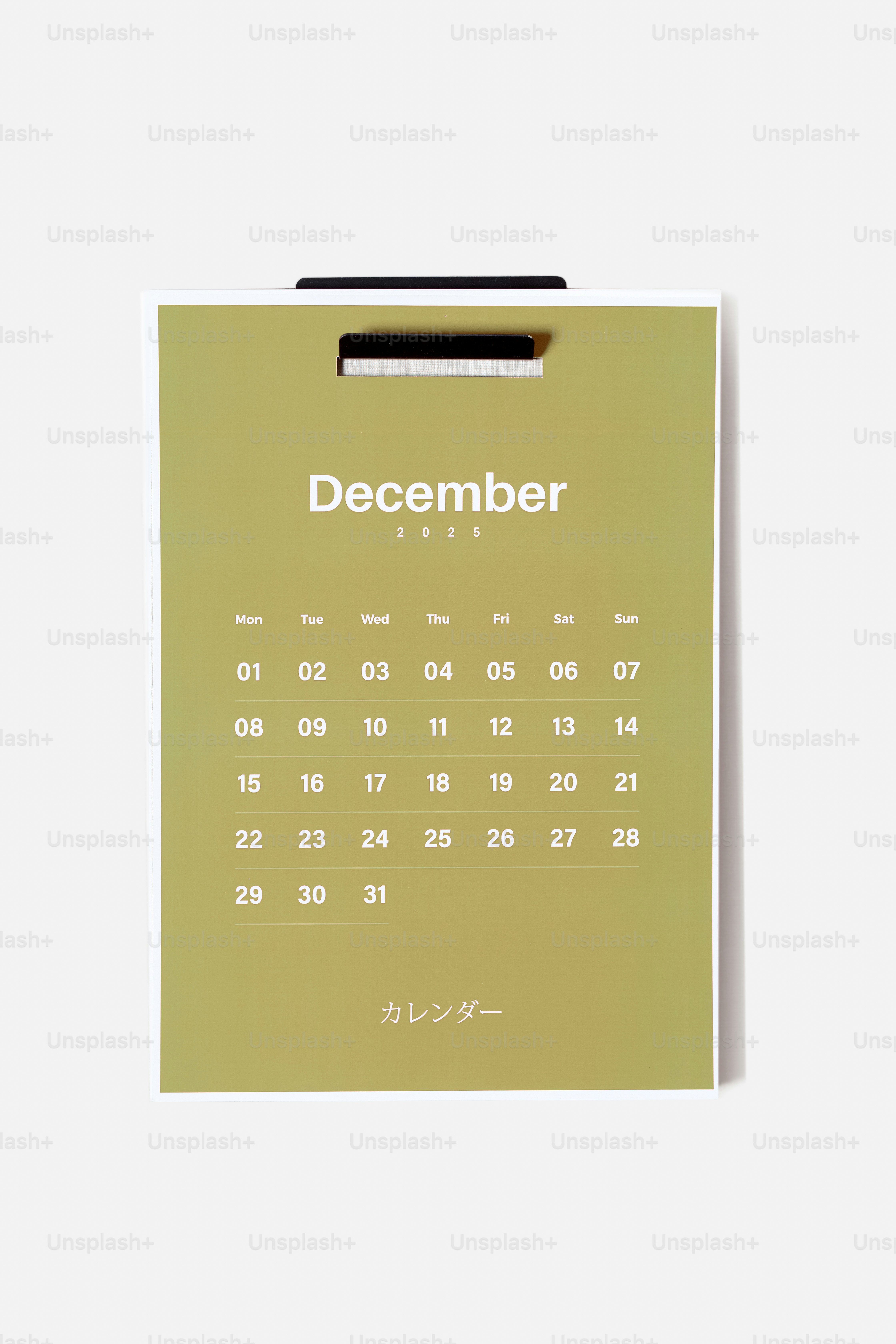 A calendar with the word december written on it