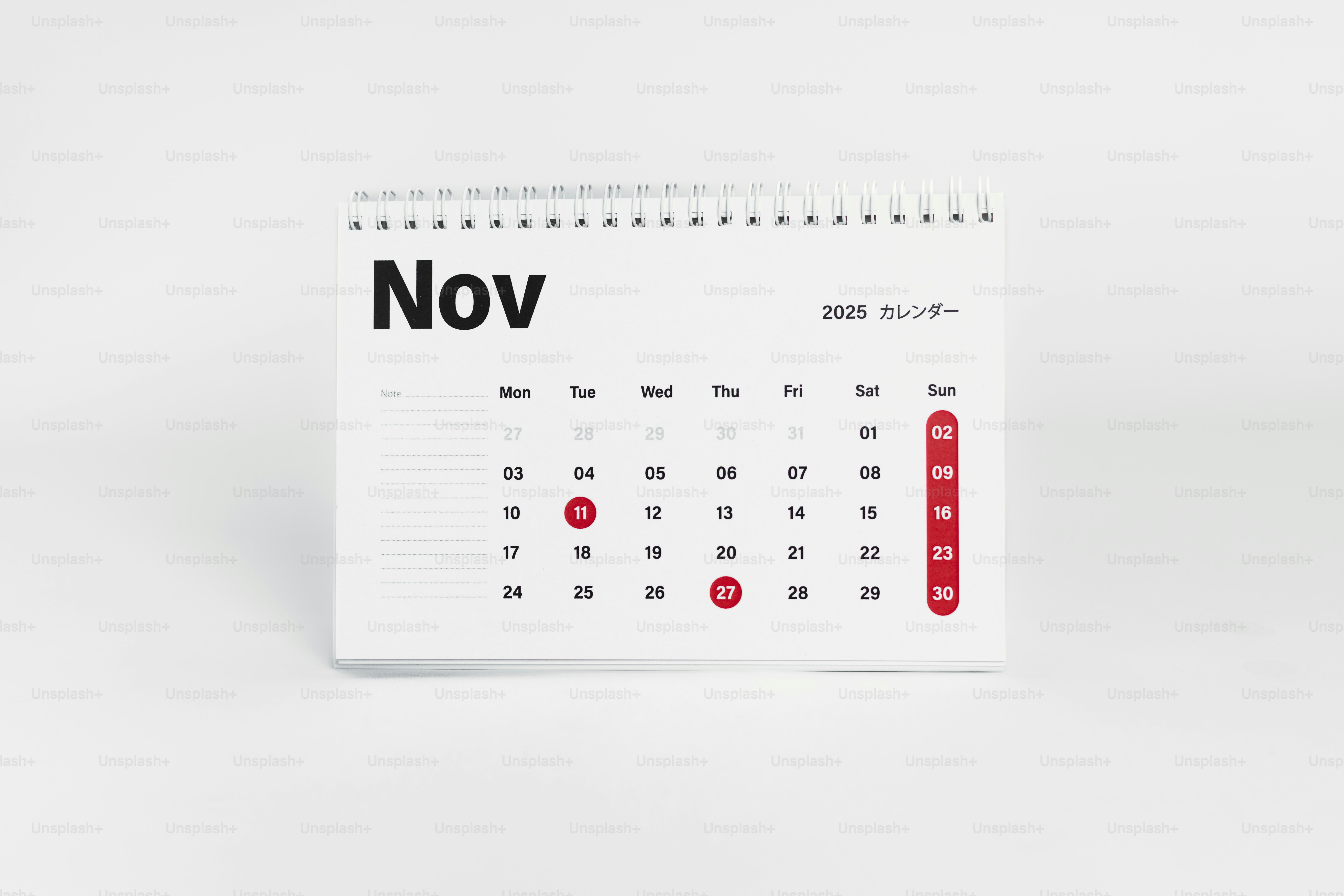 A calendar with the word november written on it