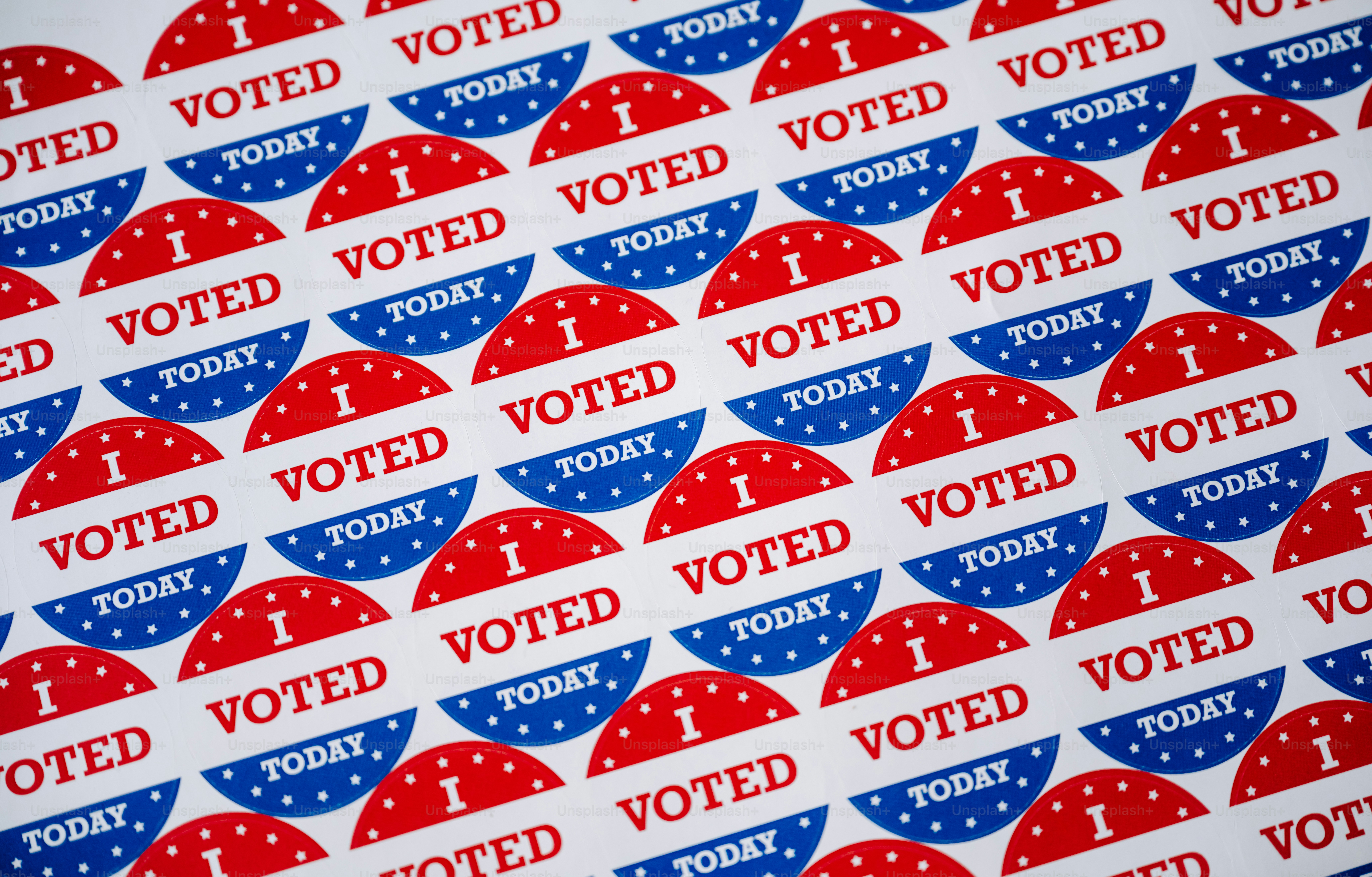 A close up of a voting sticker