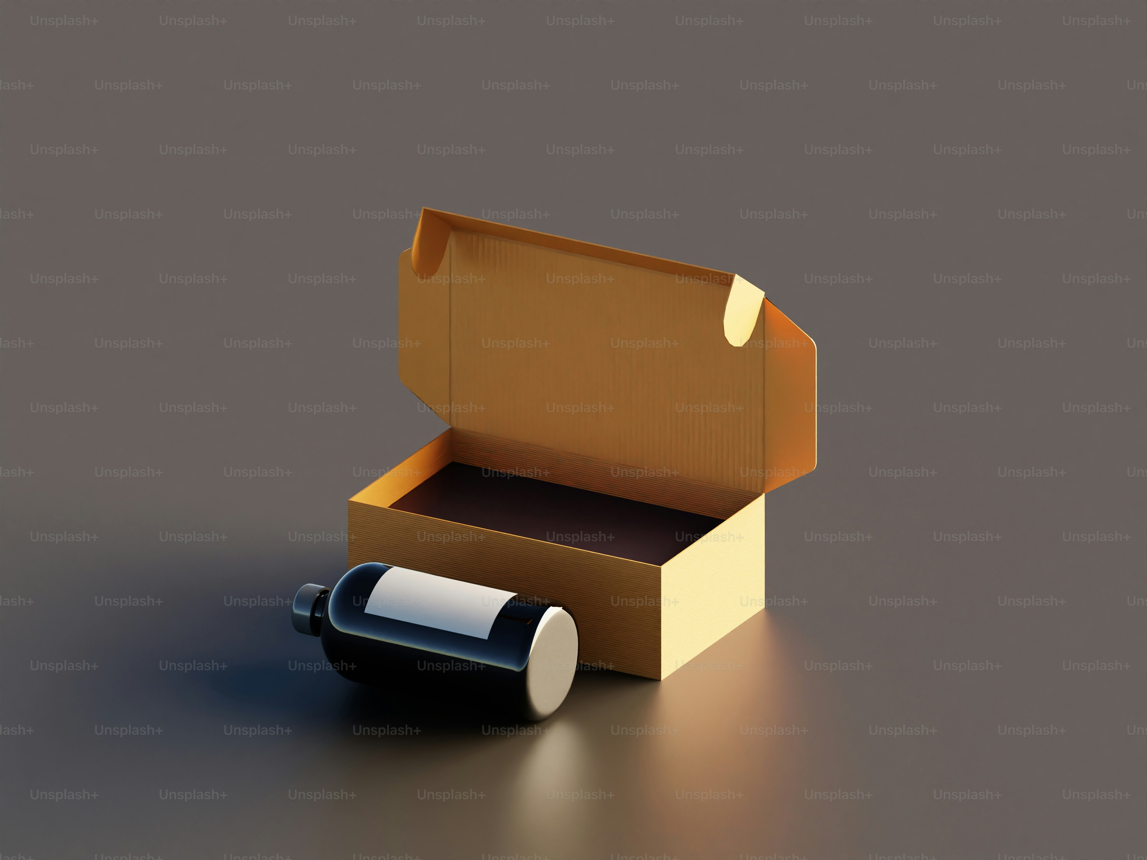 A cardboard box with a roll of toilet paper in it