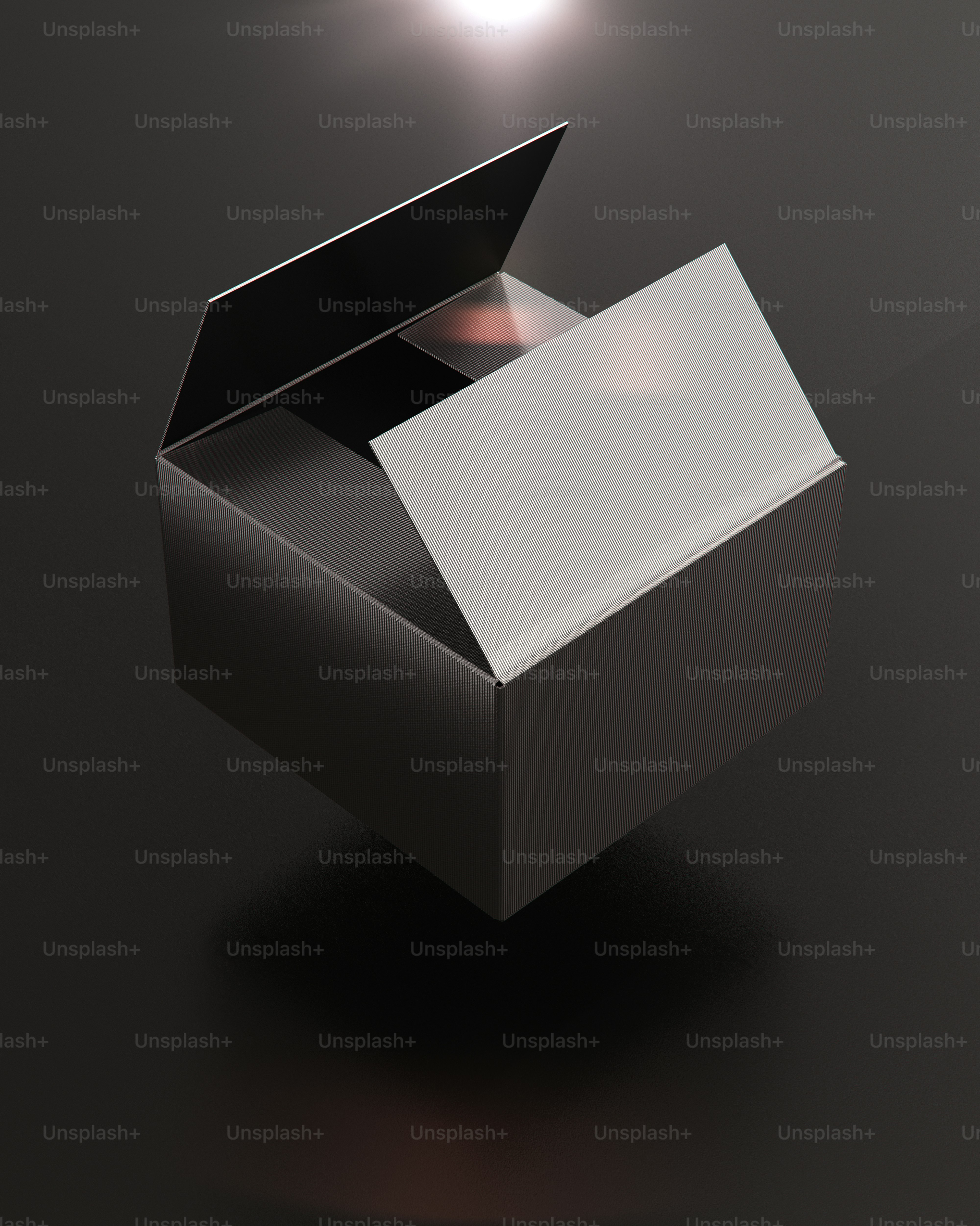 A black box with a white square inside