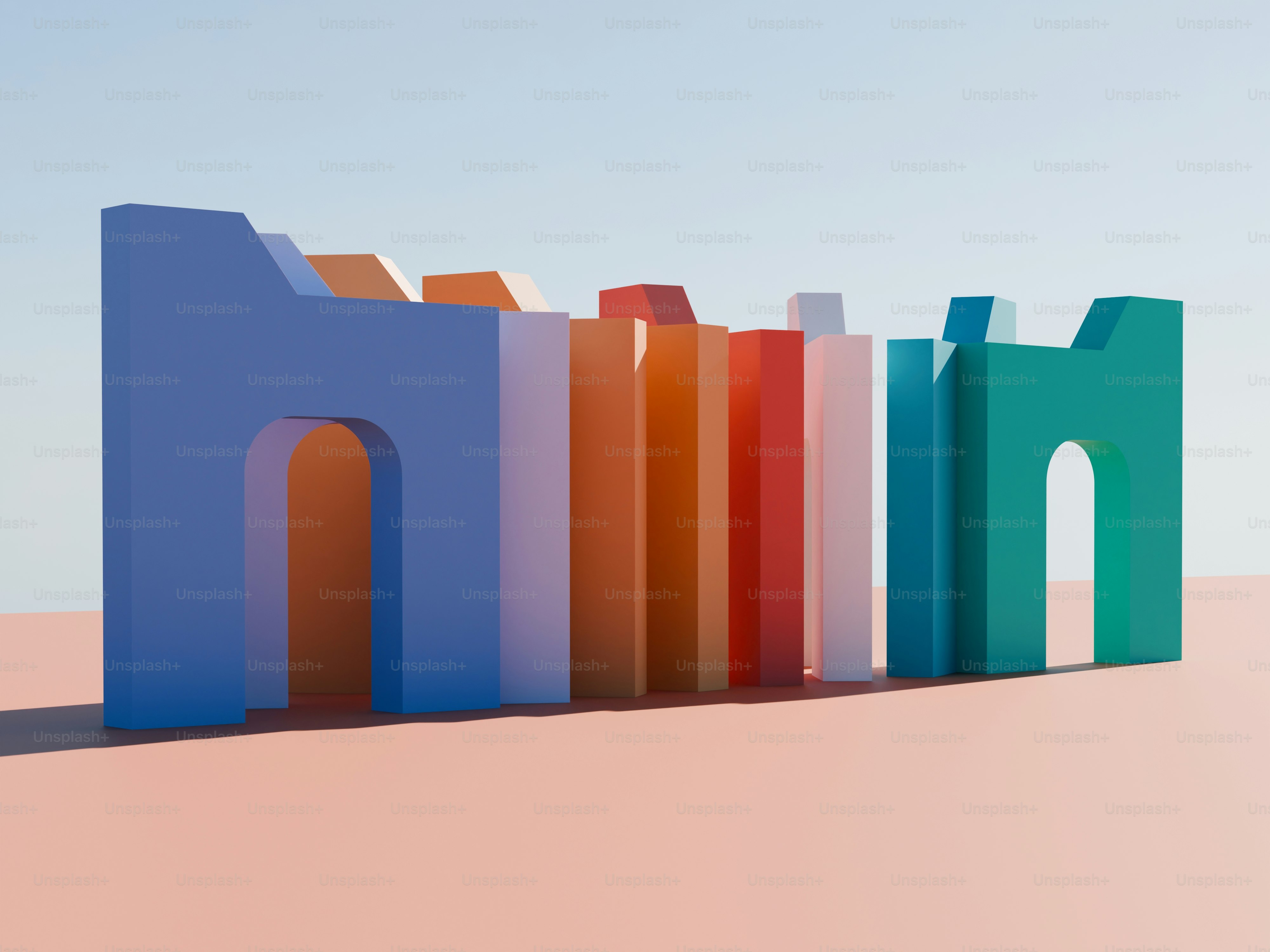 Una fila de letras de colores colocadas una encima de la otra