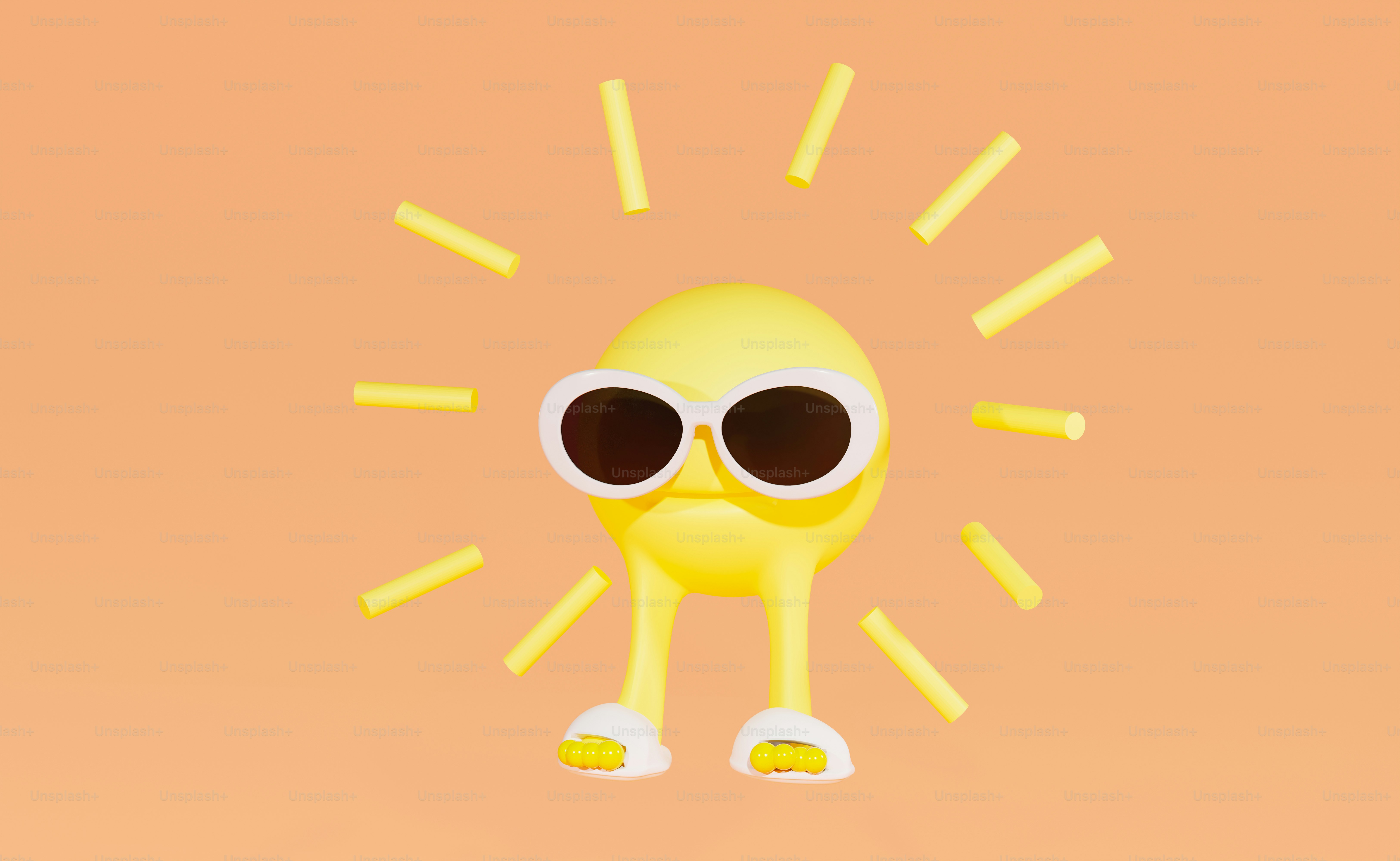 Un sol amarillo con gafas de sol en la cara foto – Imagen de Verano en  Unsplash, image size:3000x1846