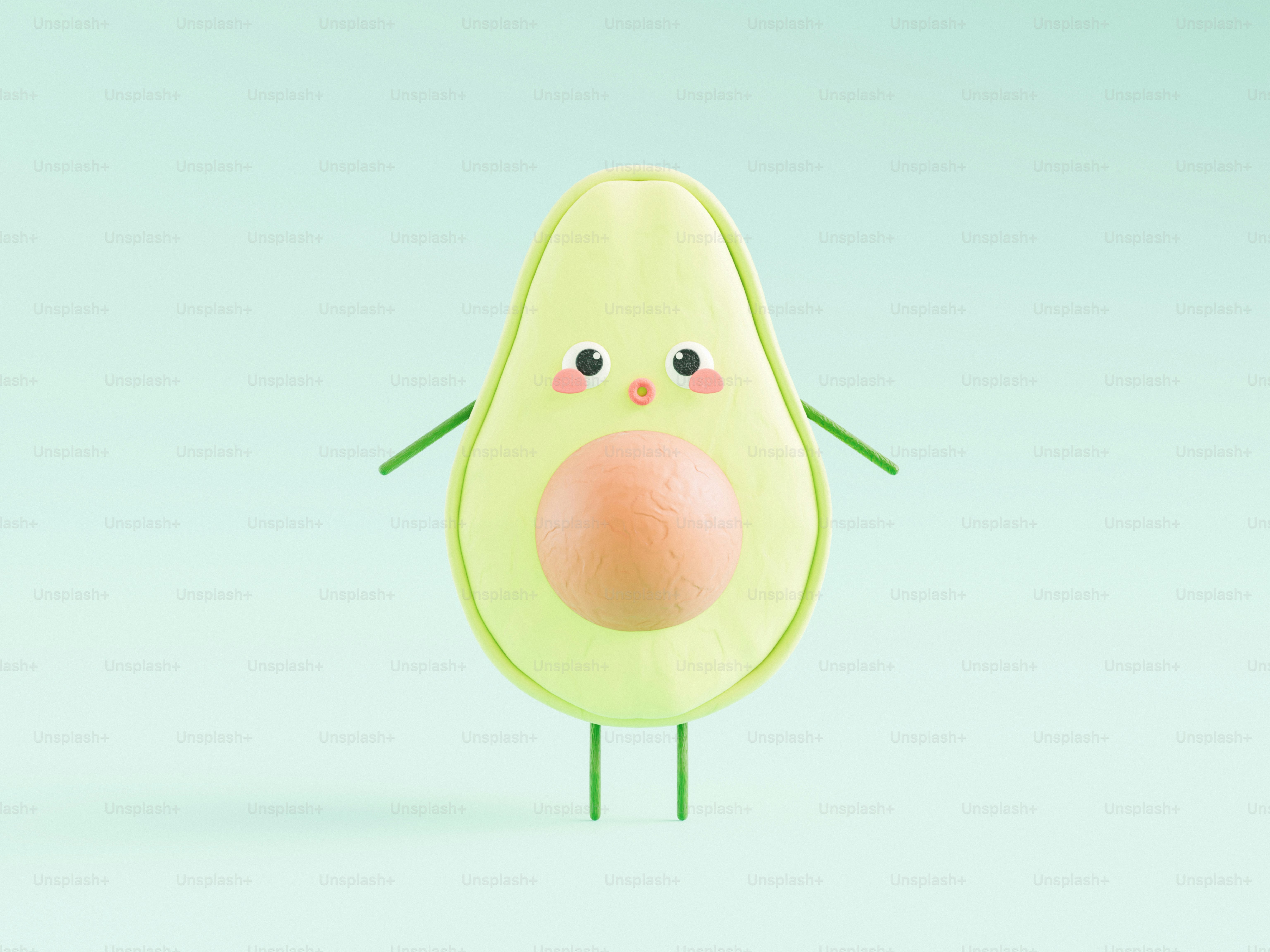 ピンクの鼻と目がピンクのグリーンのアボカド