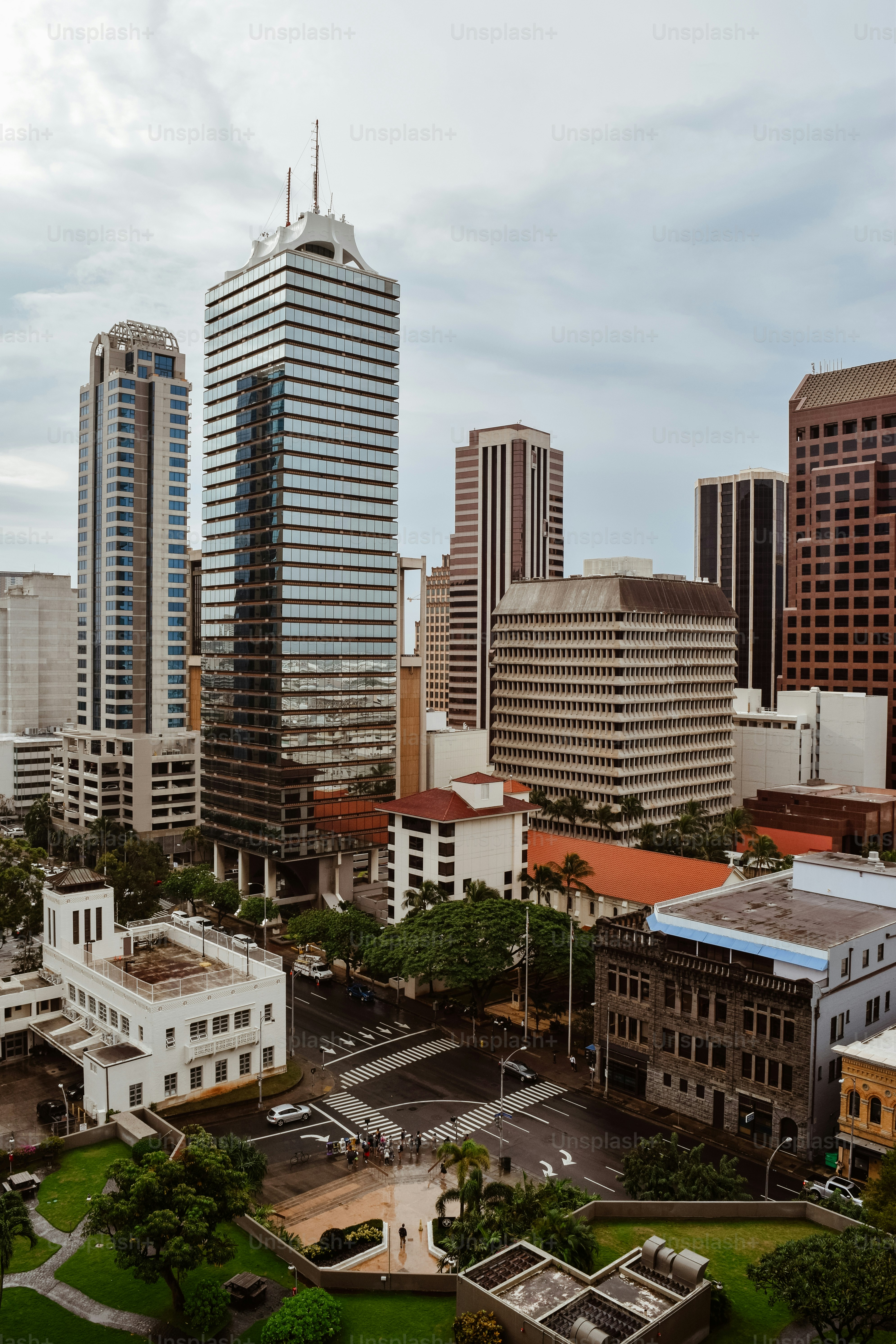 Honolulu, HI cityscape from above