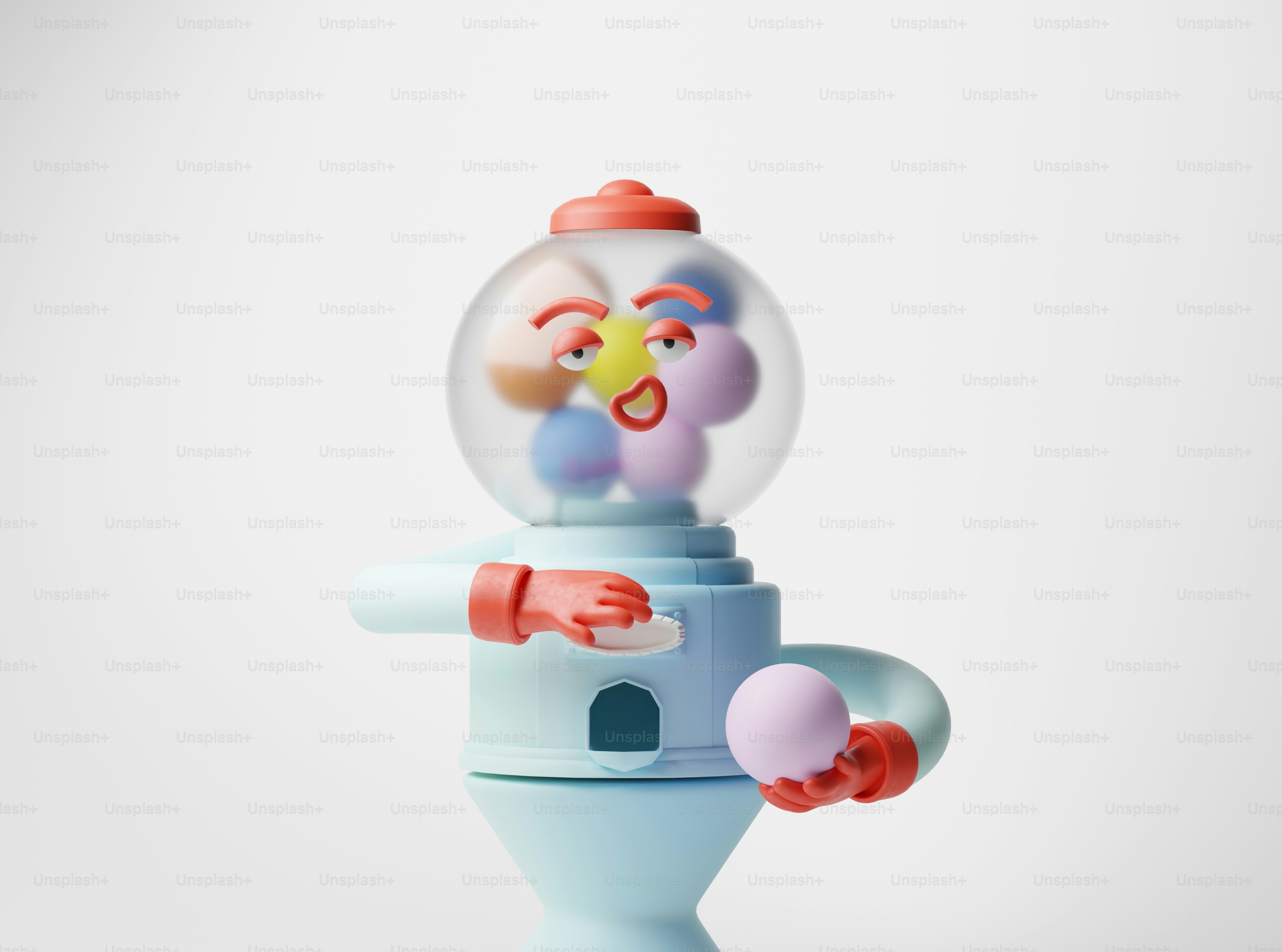 A snow globe sitting on top of a blue stand