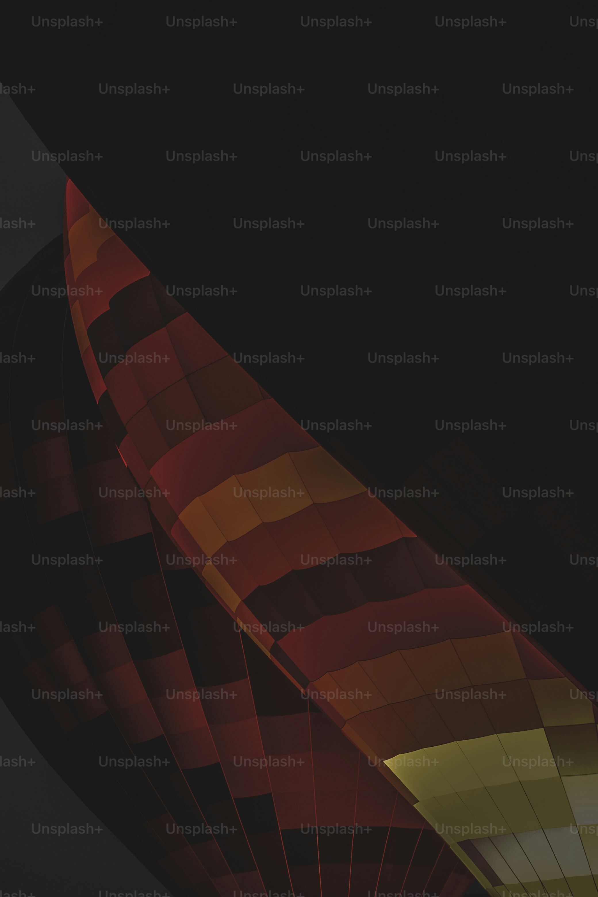 A hot air balloon flying in the night sky