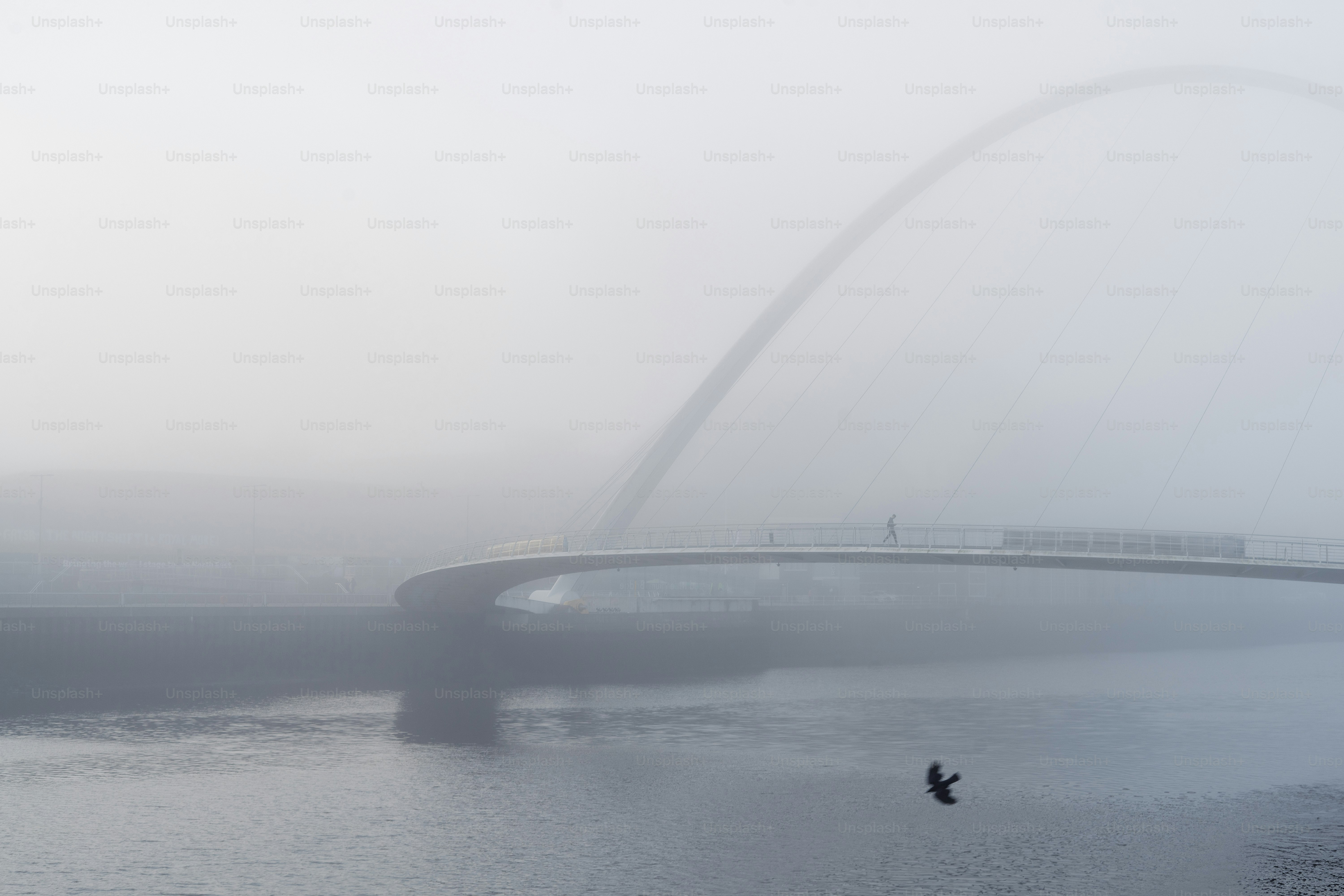 A foggy view of a bridge over a river photo – Bridge Image on Unsplash