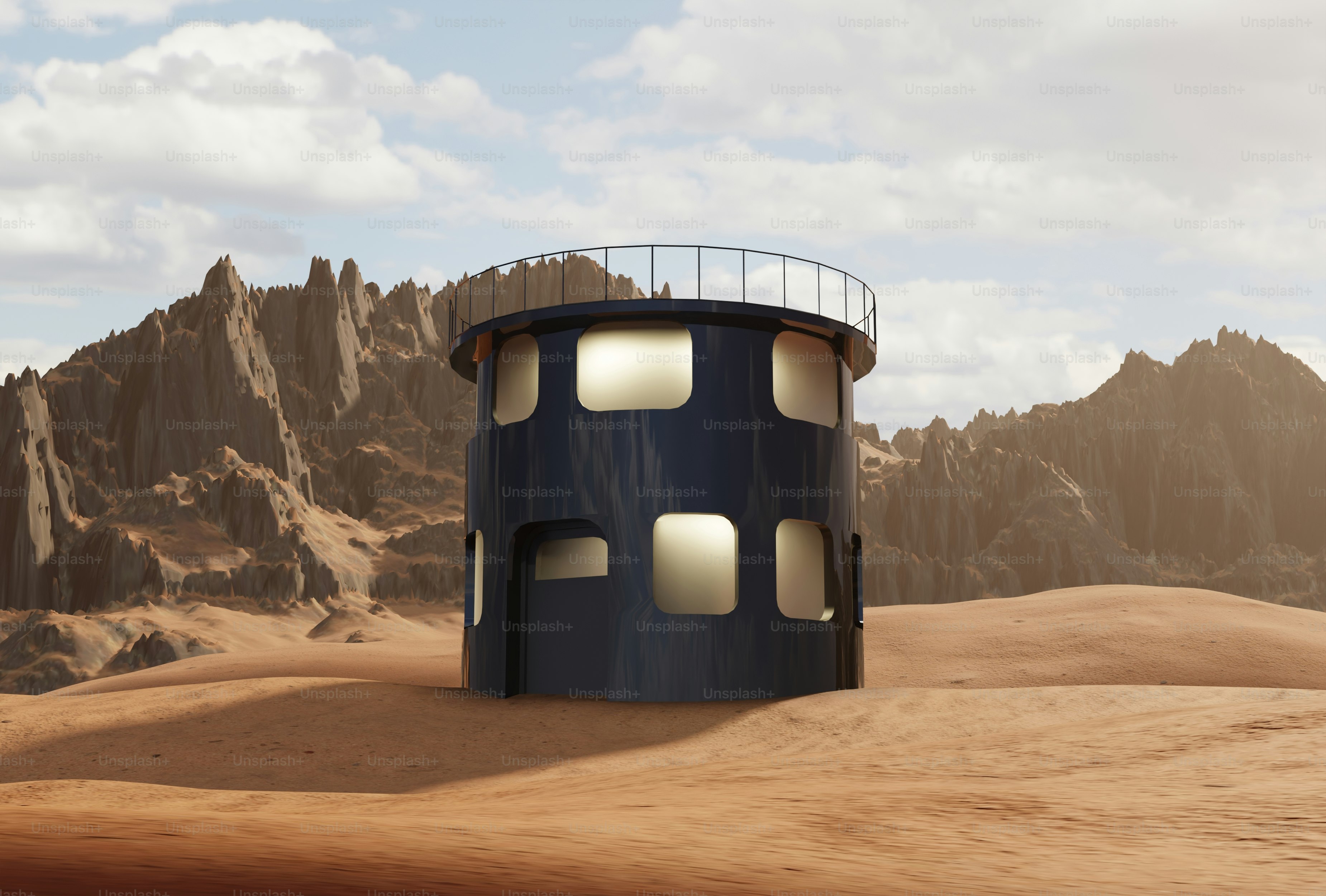 Una estructura redonda en medio de un desierto