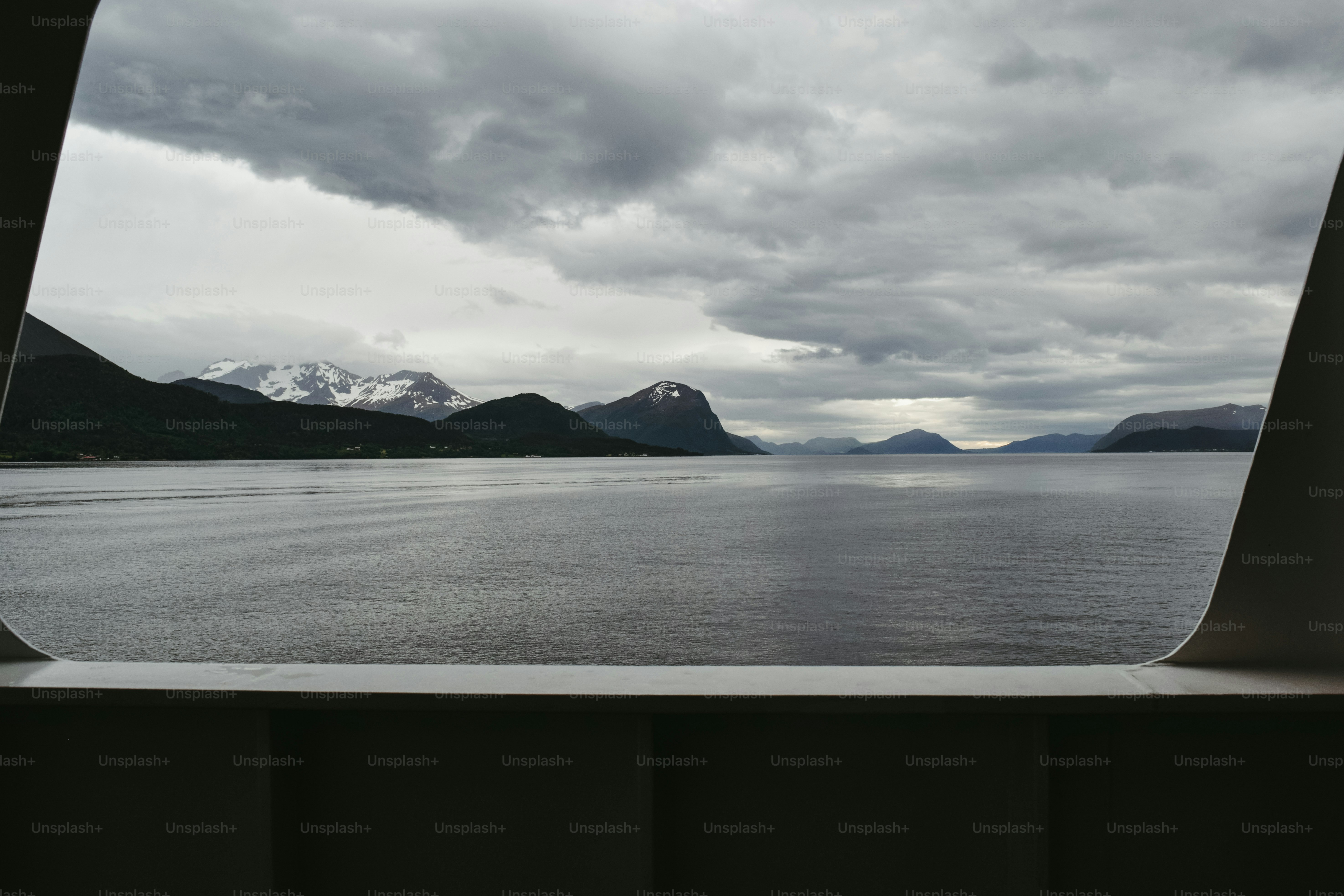 A view of a body of water from a window
