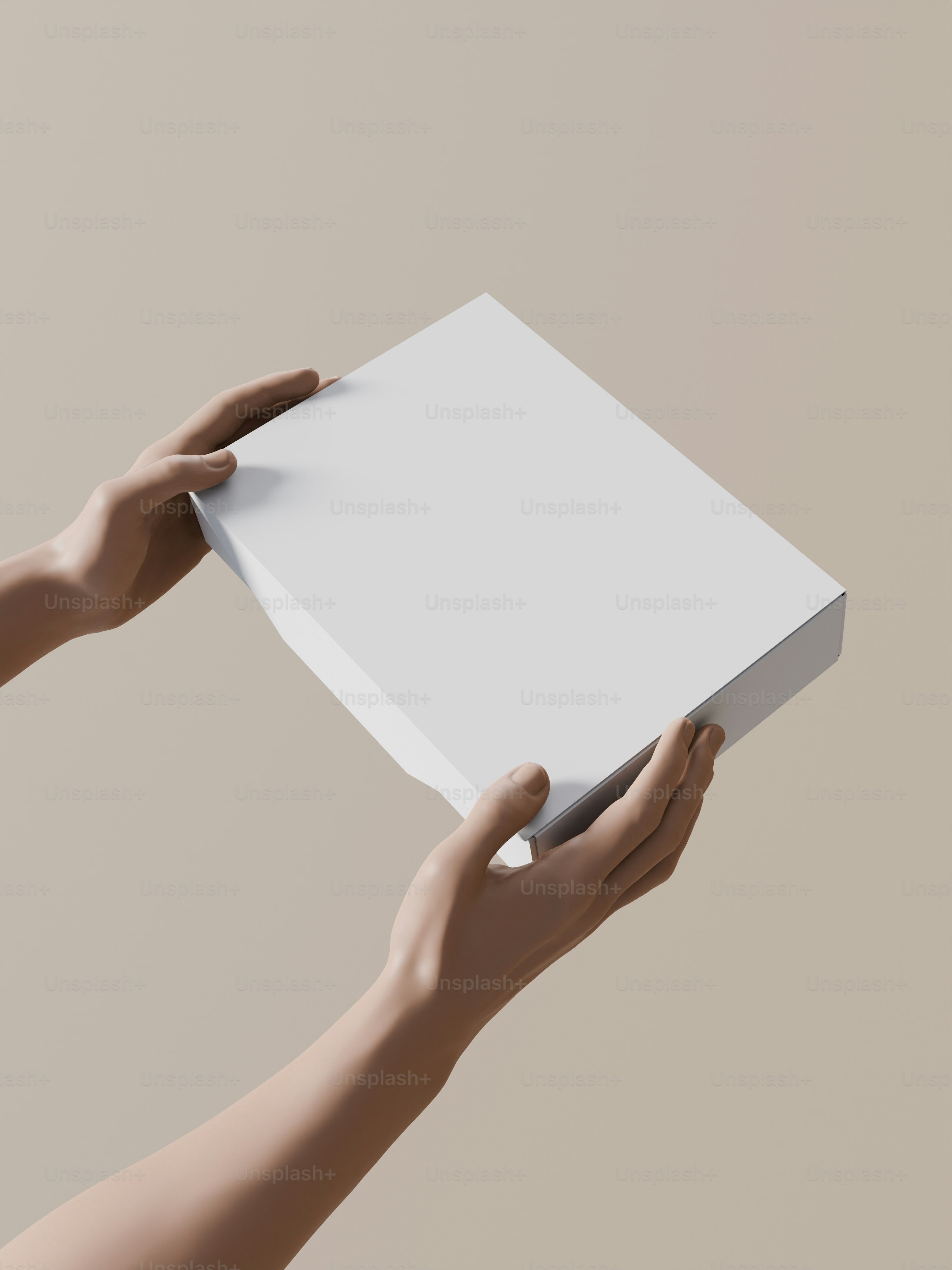 A person holding a white box in their hands
