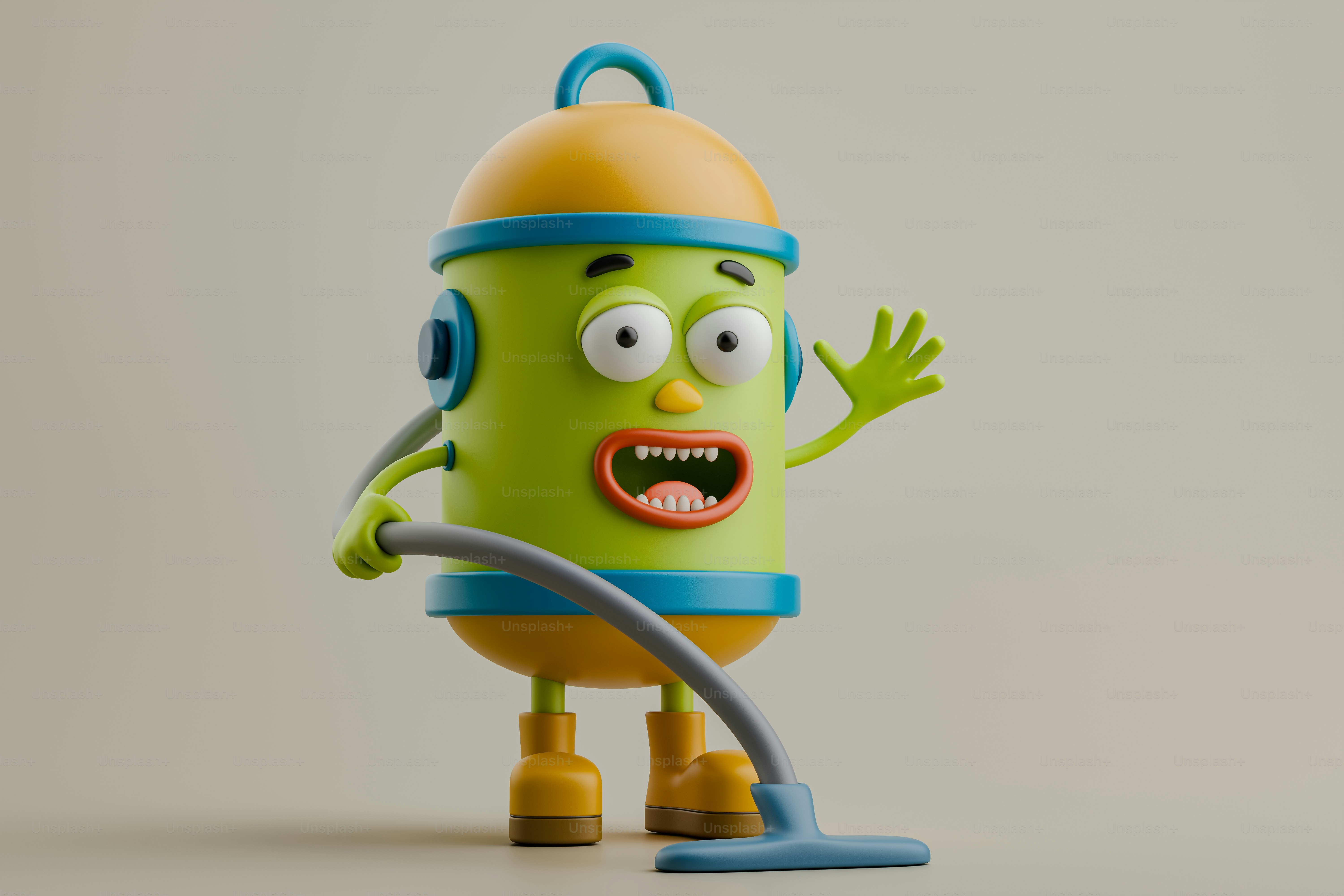 Um personagem de desenho animado com uma mangueira presa a ele foto –  Imagem sobre Caricatura na Unsplash, image size:3000x2000