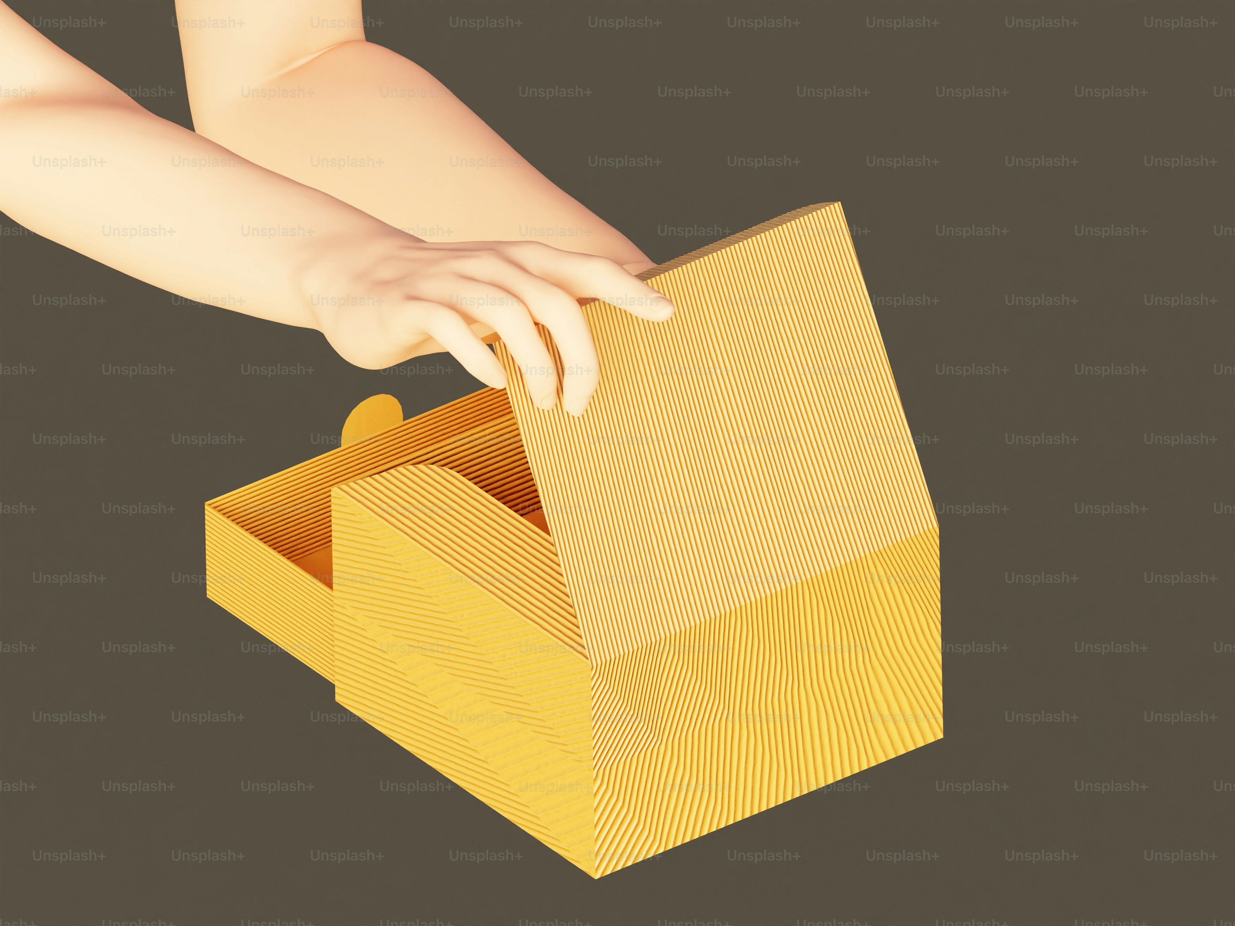 A woman's hand reaching into a cardboard box photo – Presentation Image ...