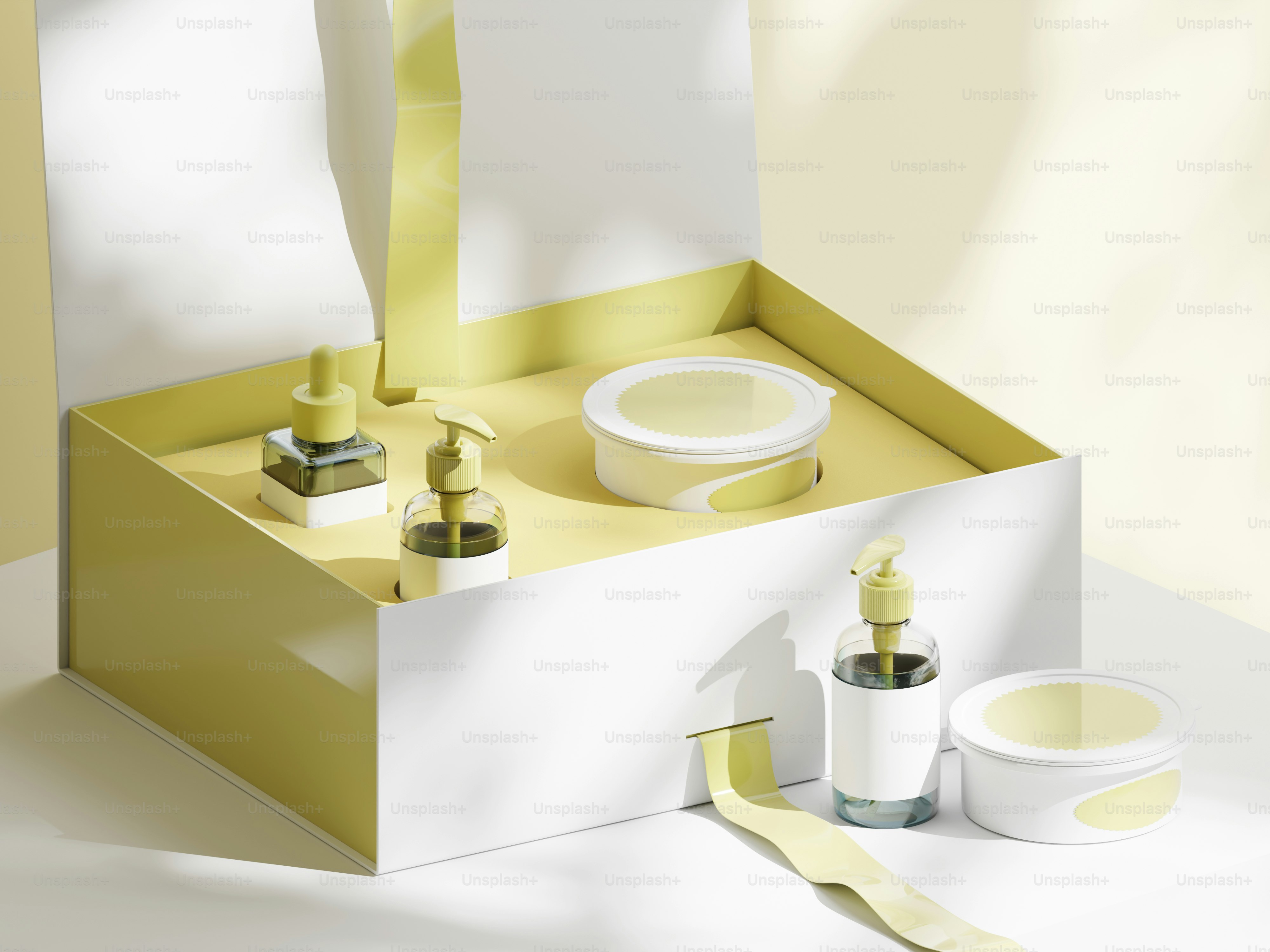 A white box with a yellow ribbon around it photo – Unboxing Image on ...