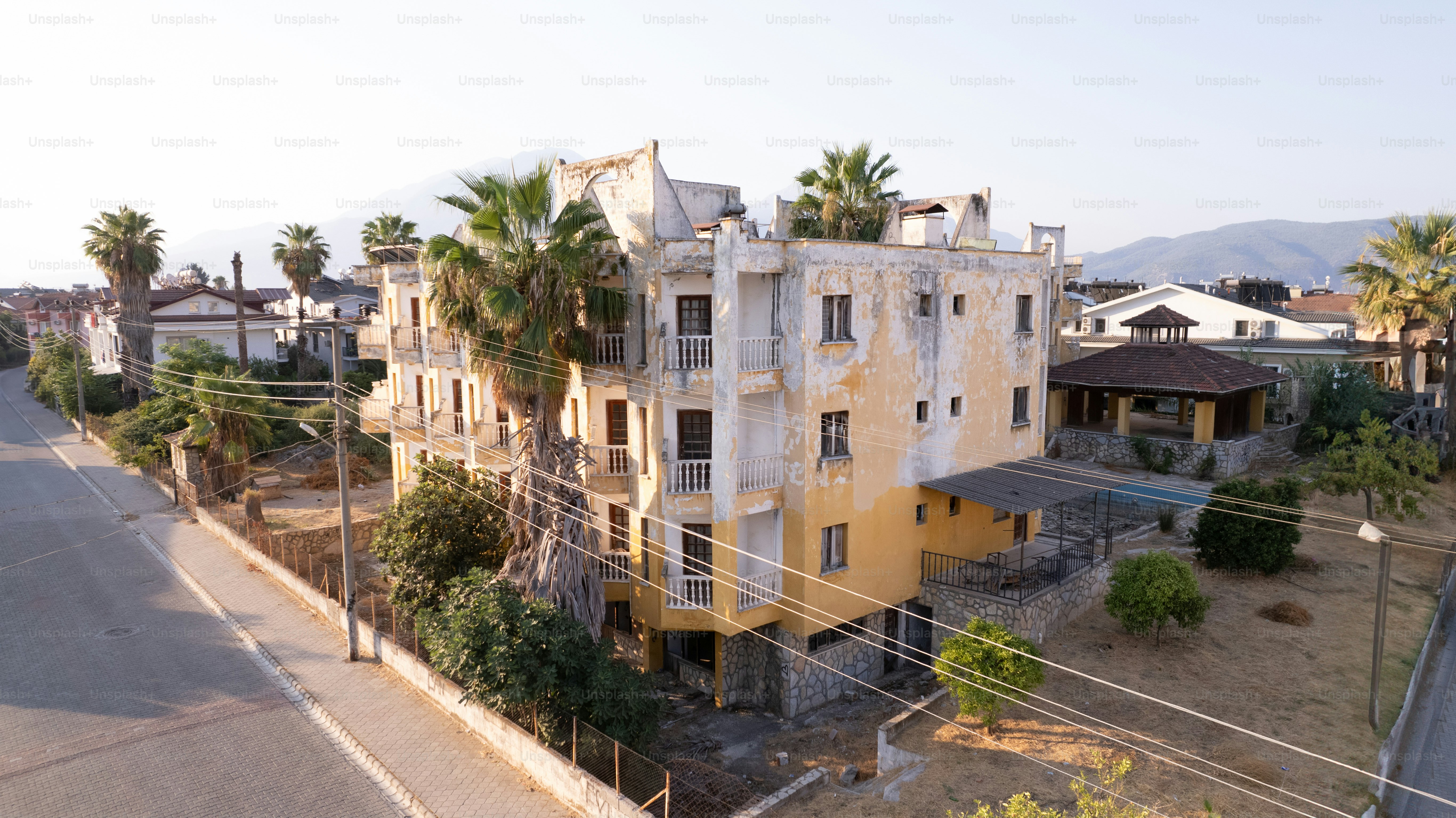 A view of a street from a high point of view