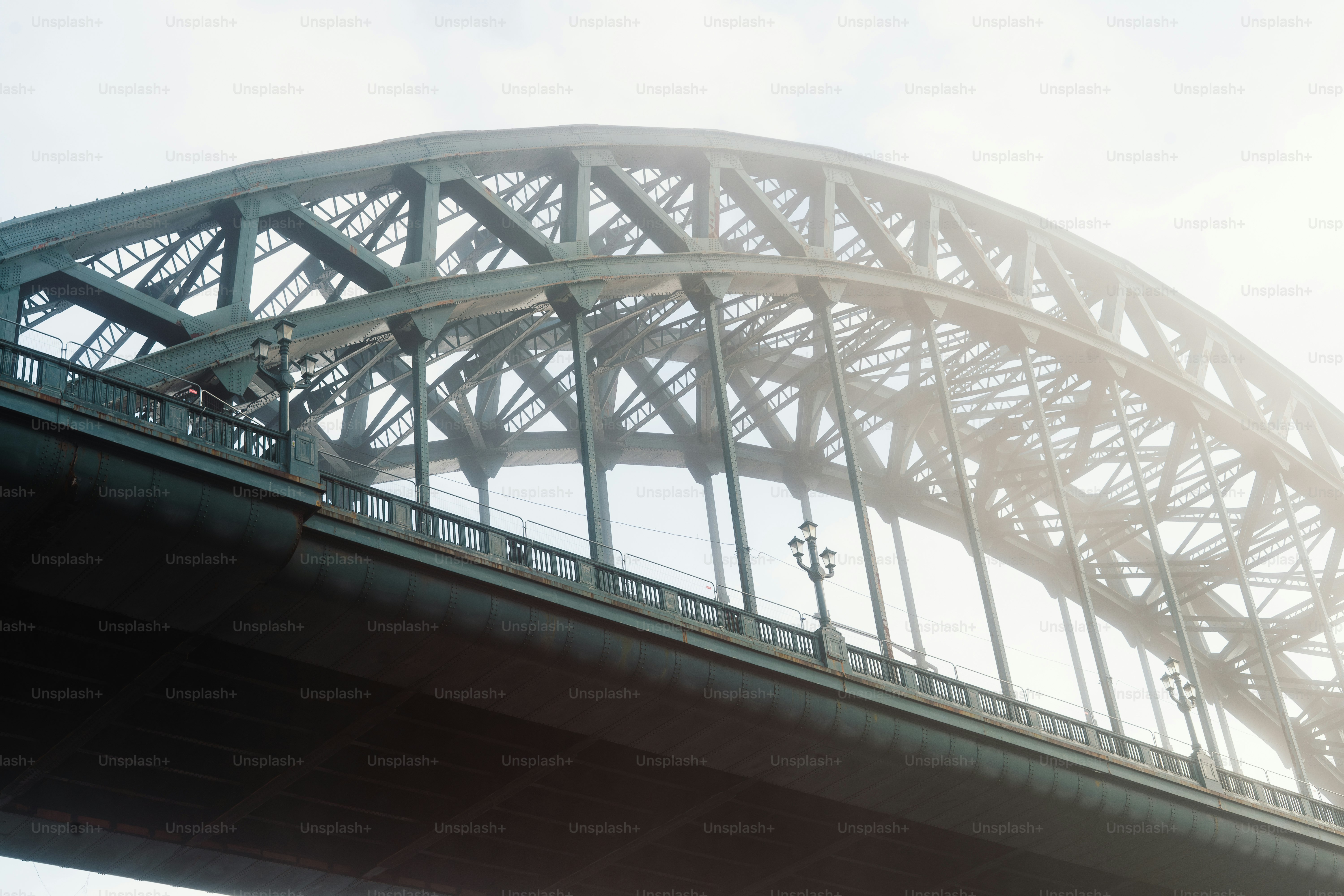 A bridge that has a train going over it