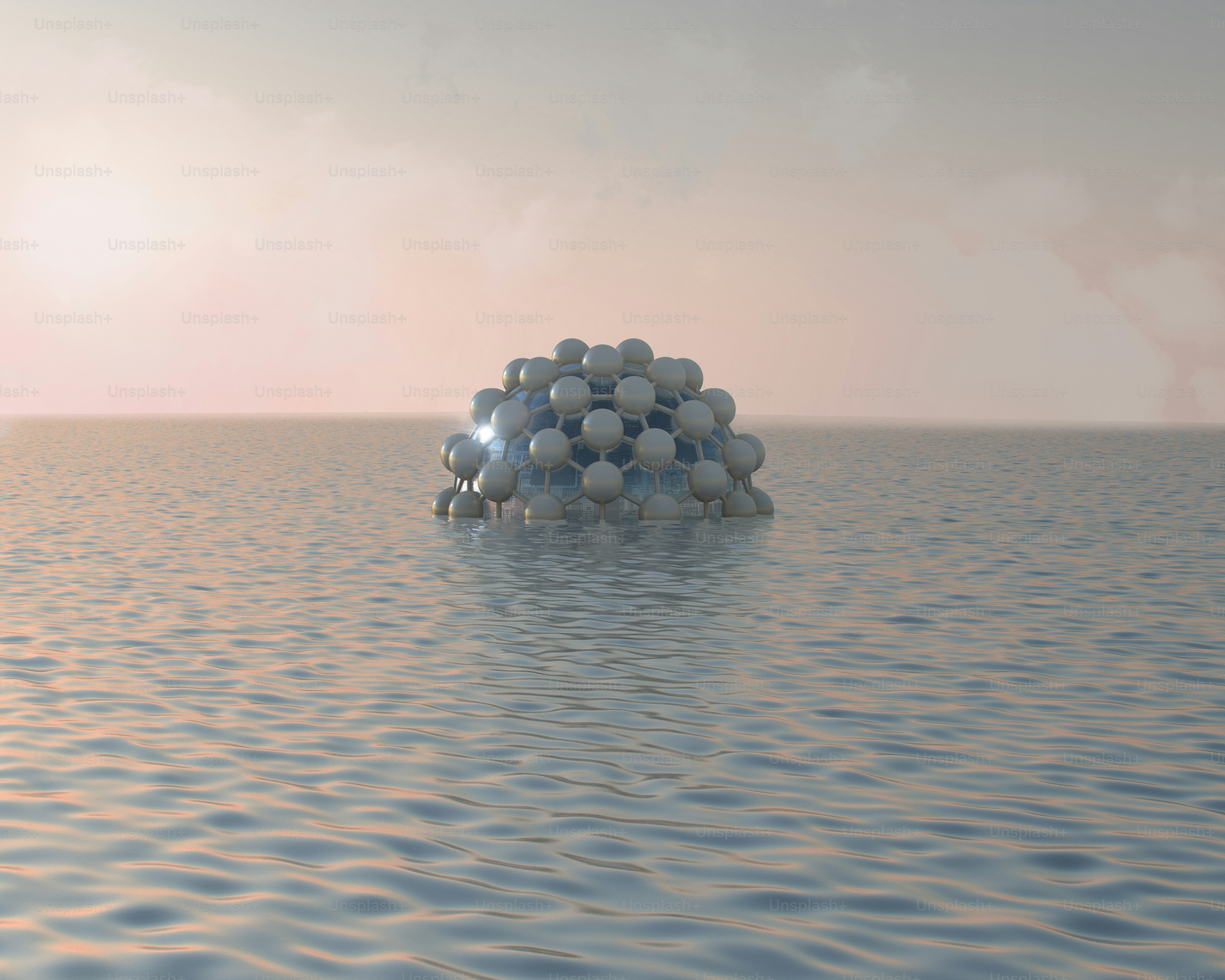 A group of balls floating on top of a body of water