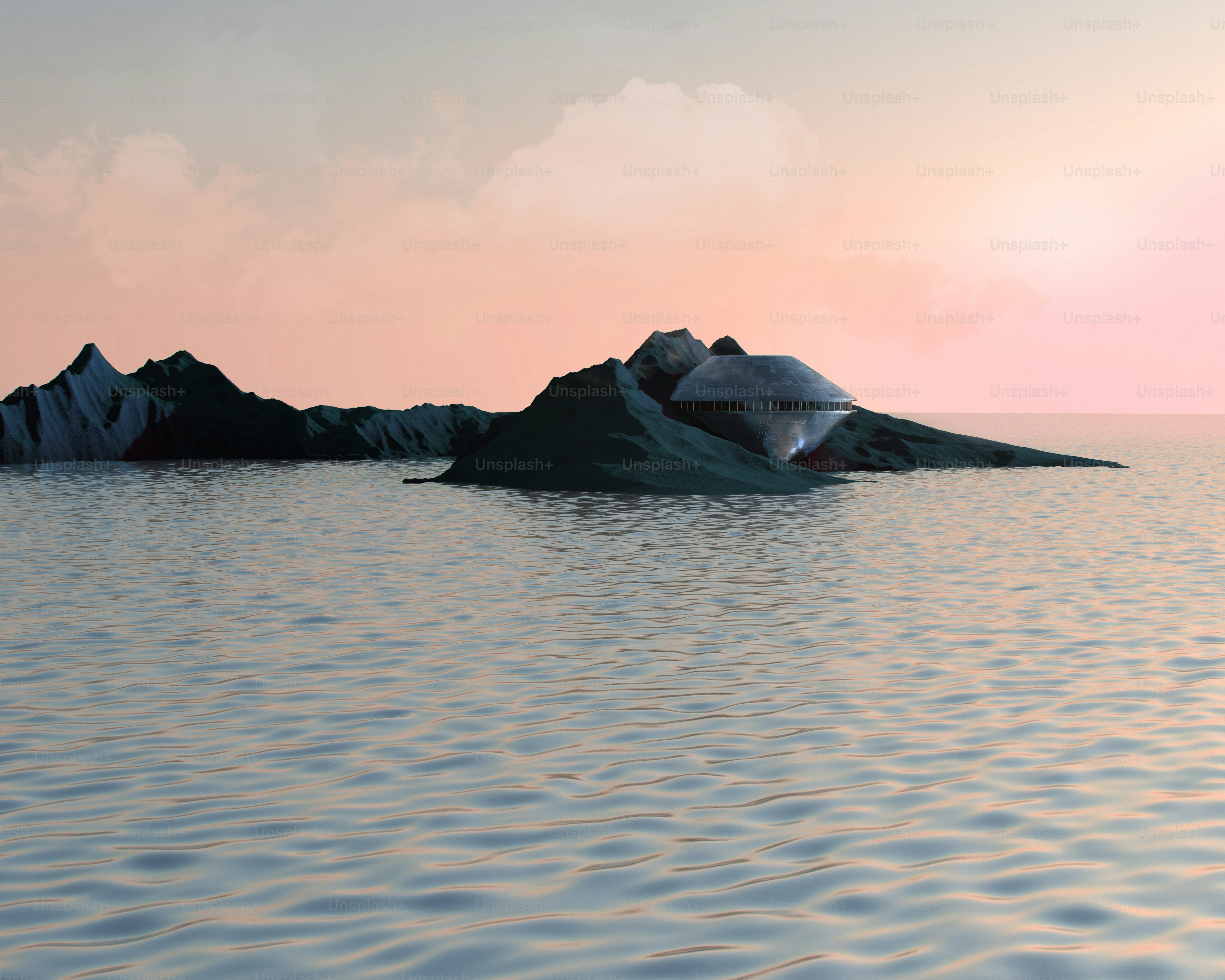 An island in the middle of a body of water