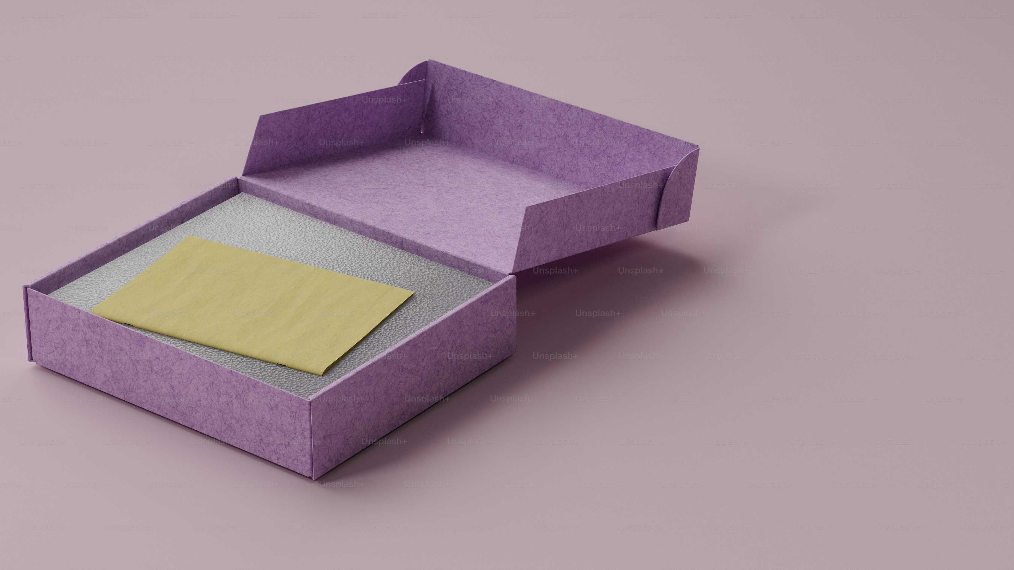 A purple box with a sticky note in it