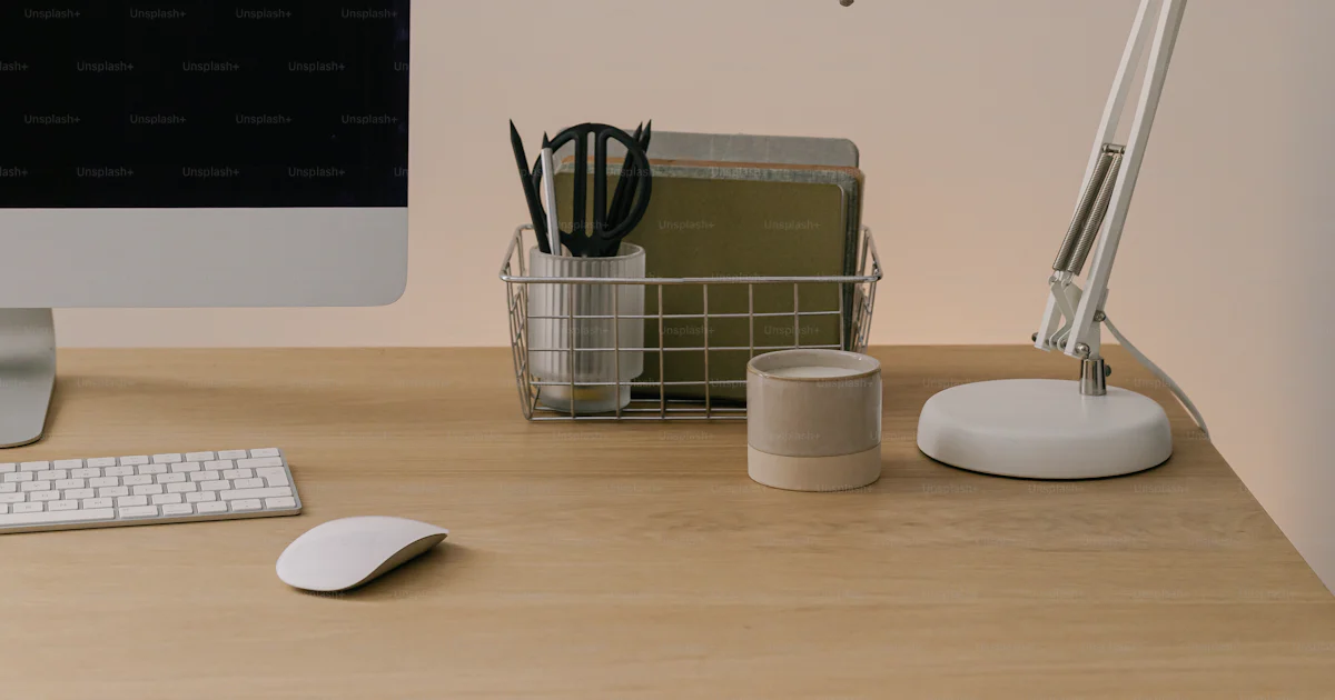 A desktop computer sitting on top of a wooden desk photo ā Flexible ...