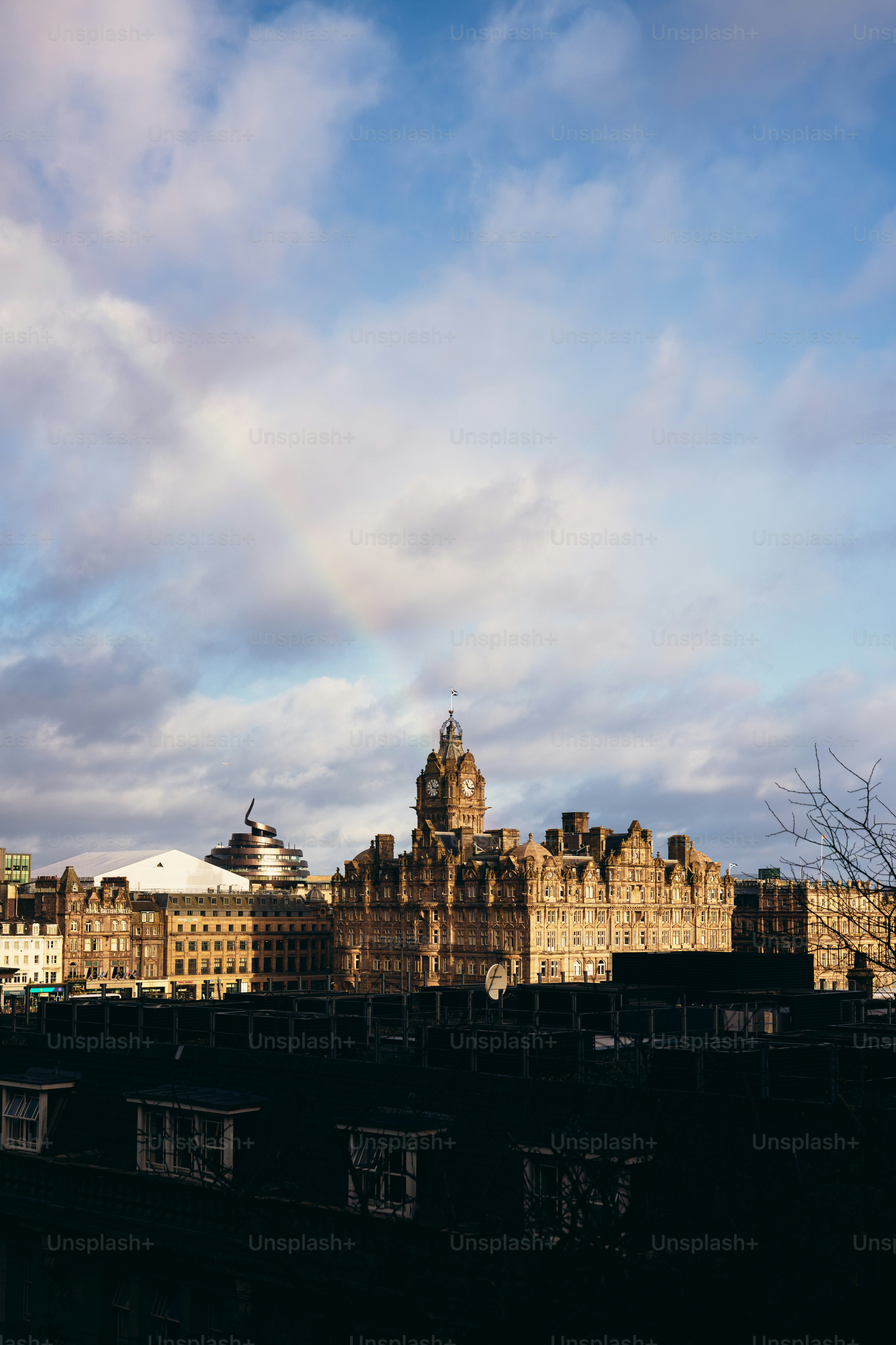 A large building with a clock tower on top of it