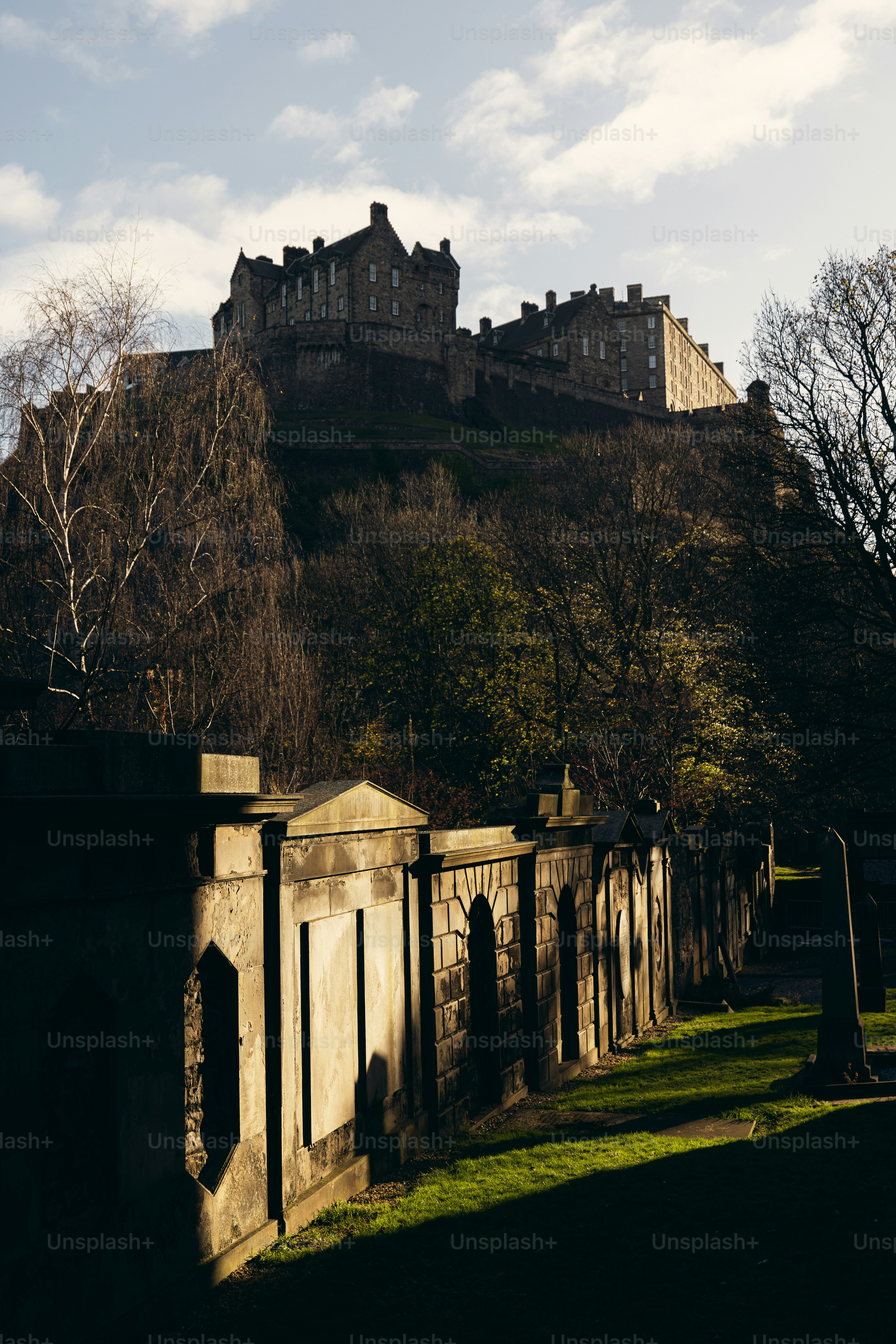 A large castle on top of a hill
