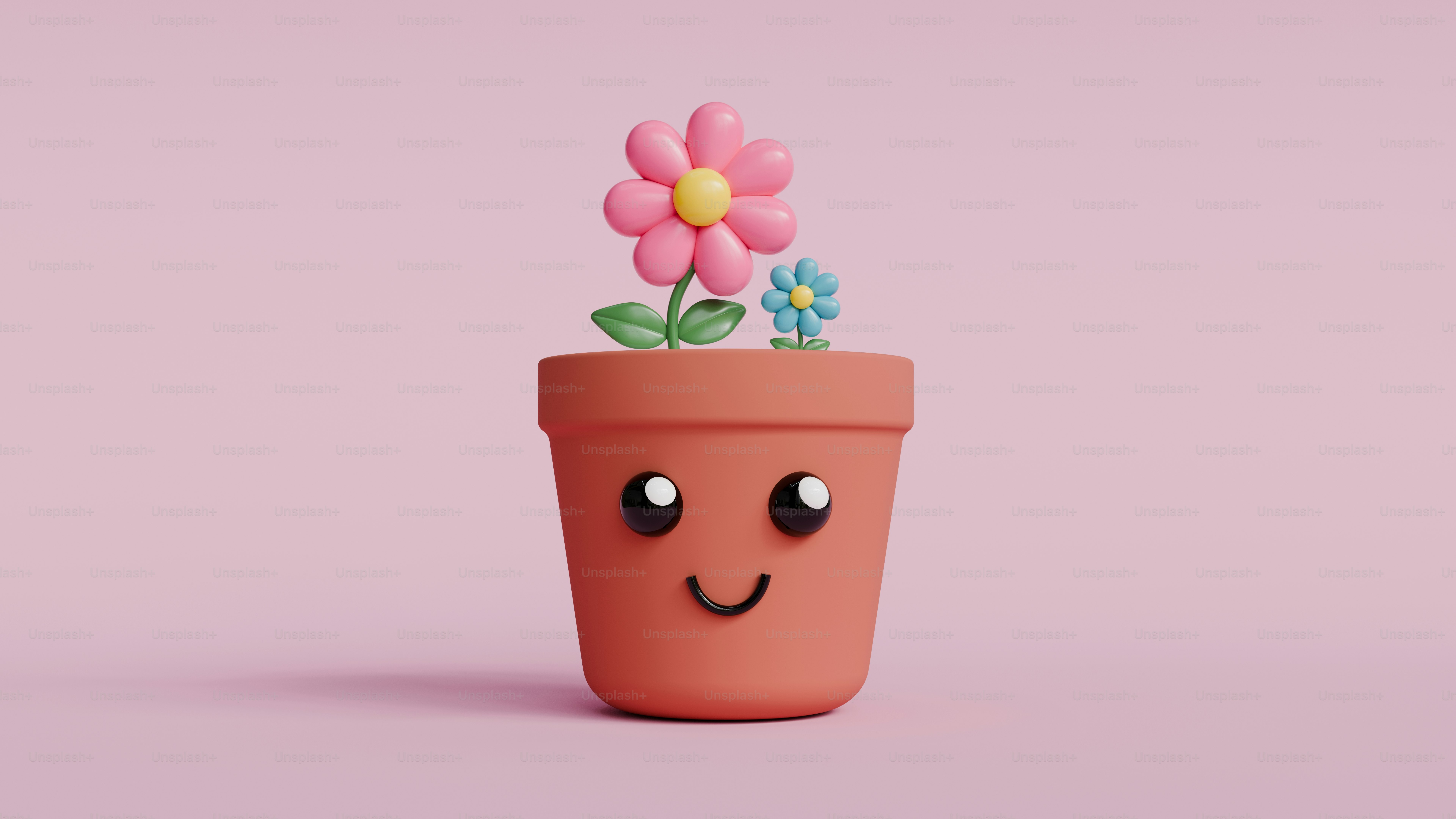 A pink flower pot with a pink flower in it