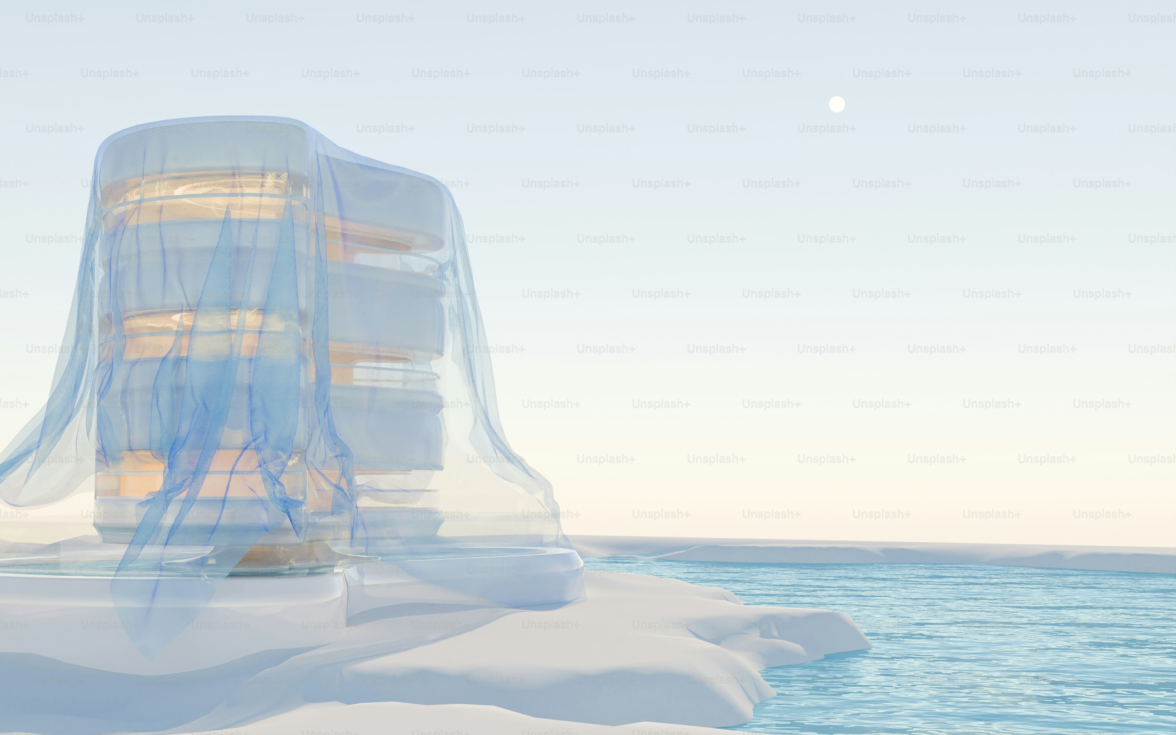 A picture of a building in the snow