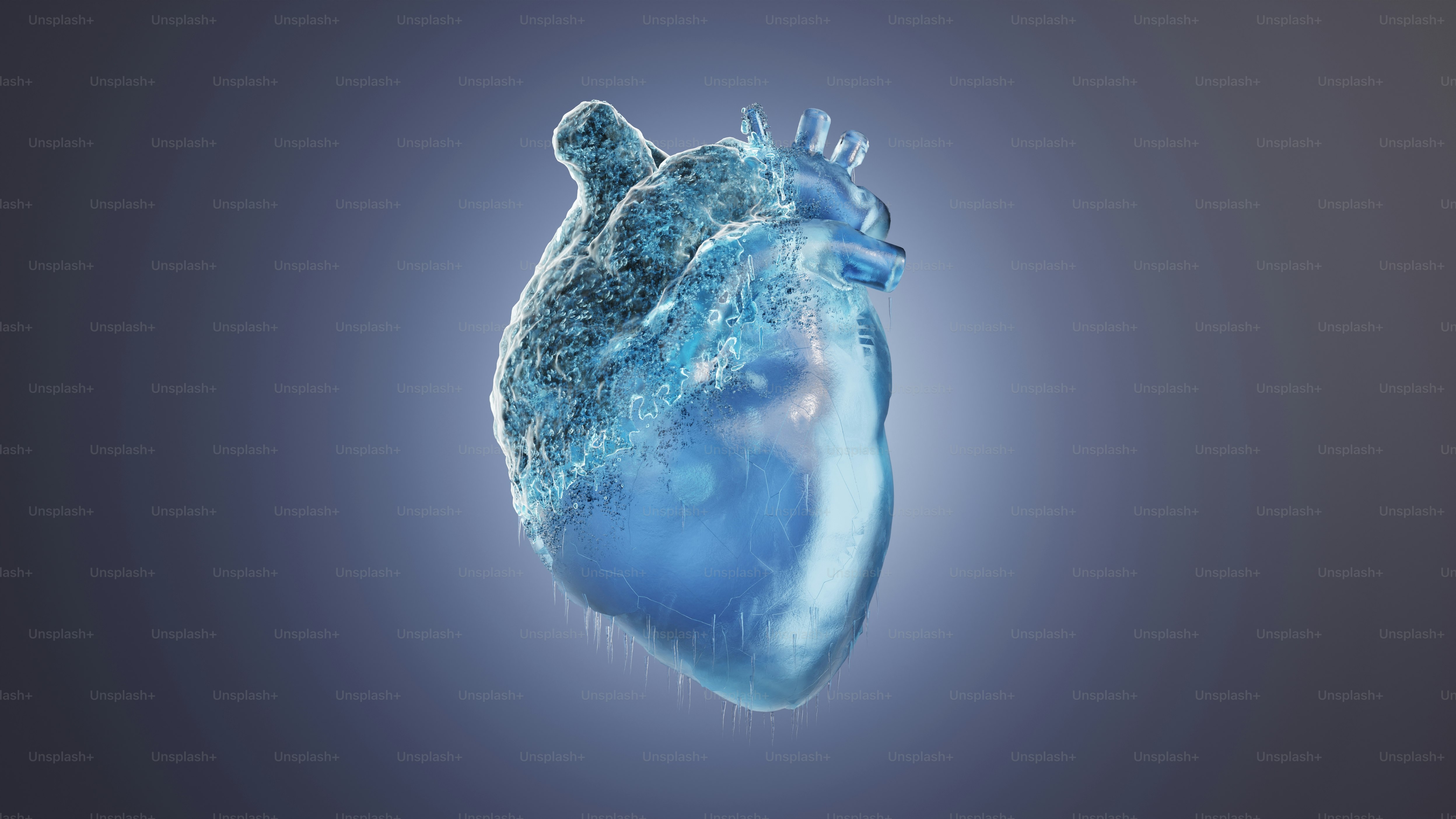 Ein blaues, herzförmiges Objekt, das in der Luft schwebt