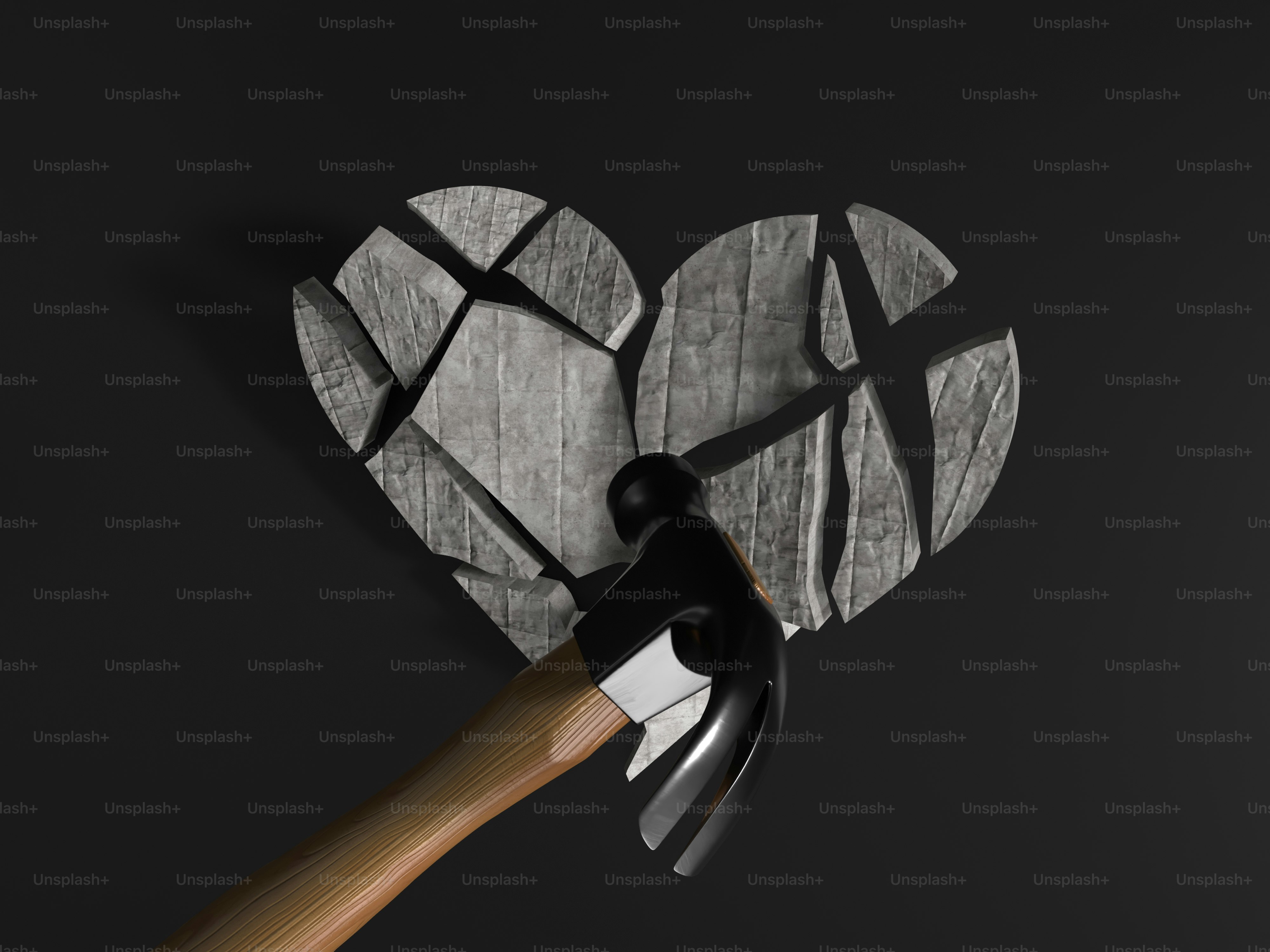 Eine Person hält eine Schere vor ein gebrochenes Herz