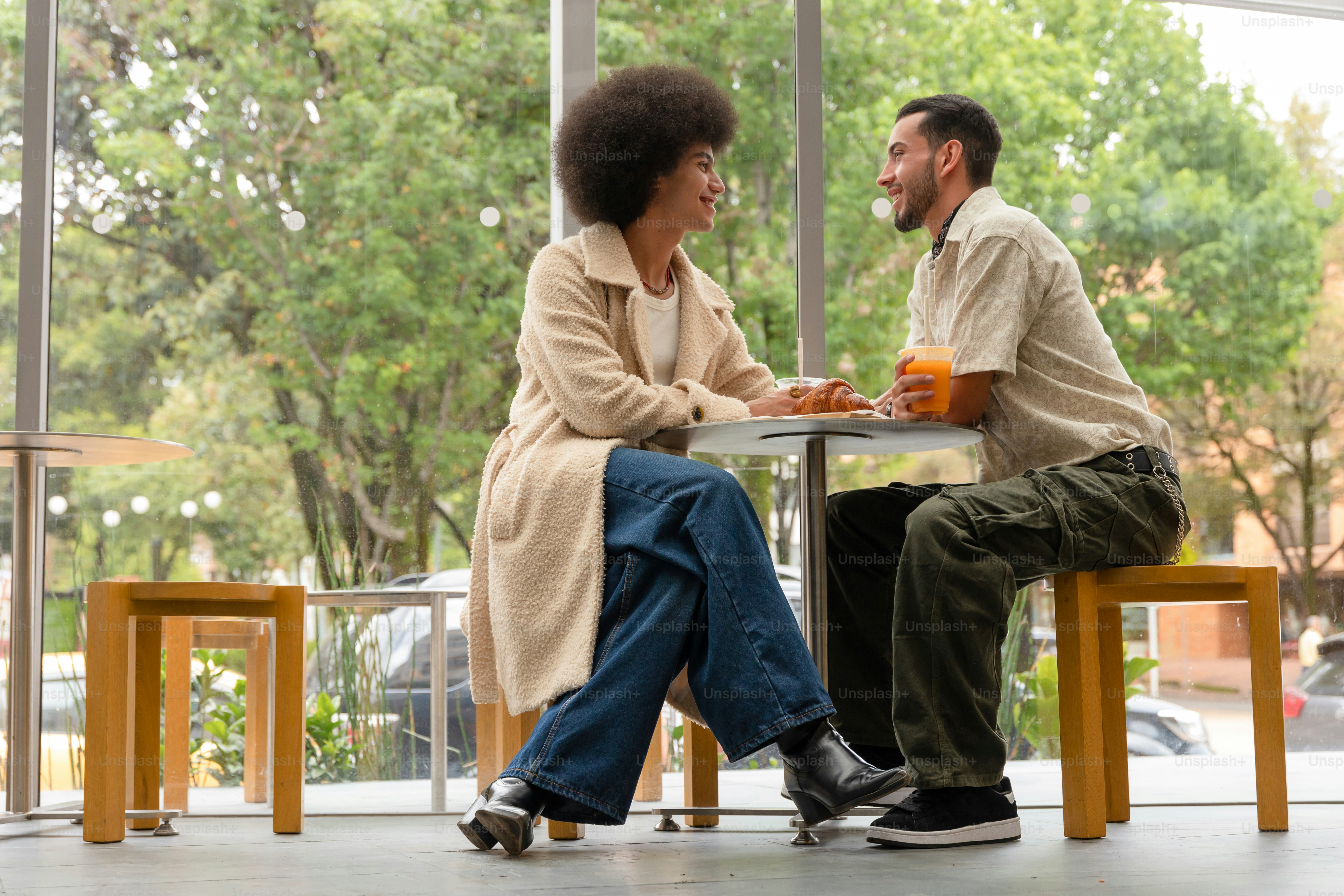 A man and a woman sitting at a table