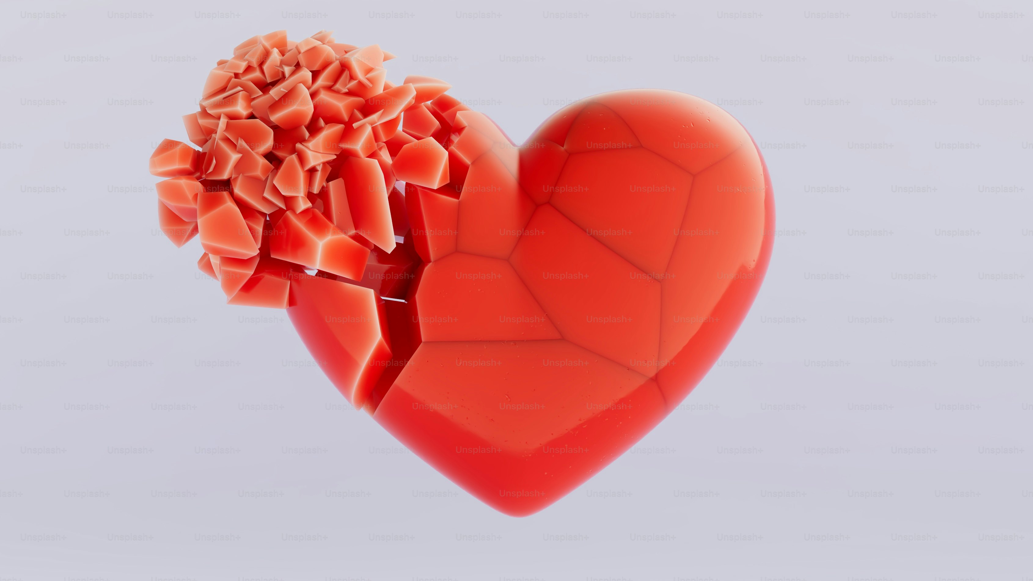 3D - Anti Valentines Day - Broken Red Heart - Wallpaper - 8K