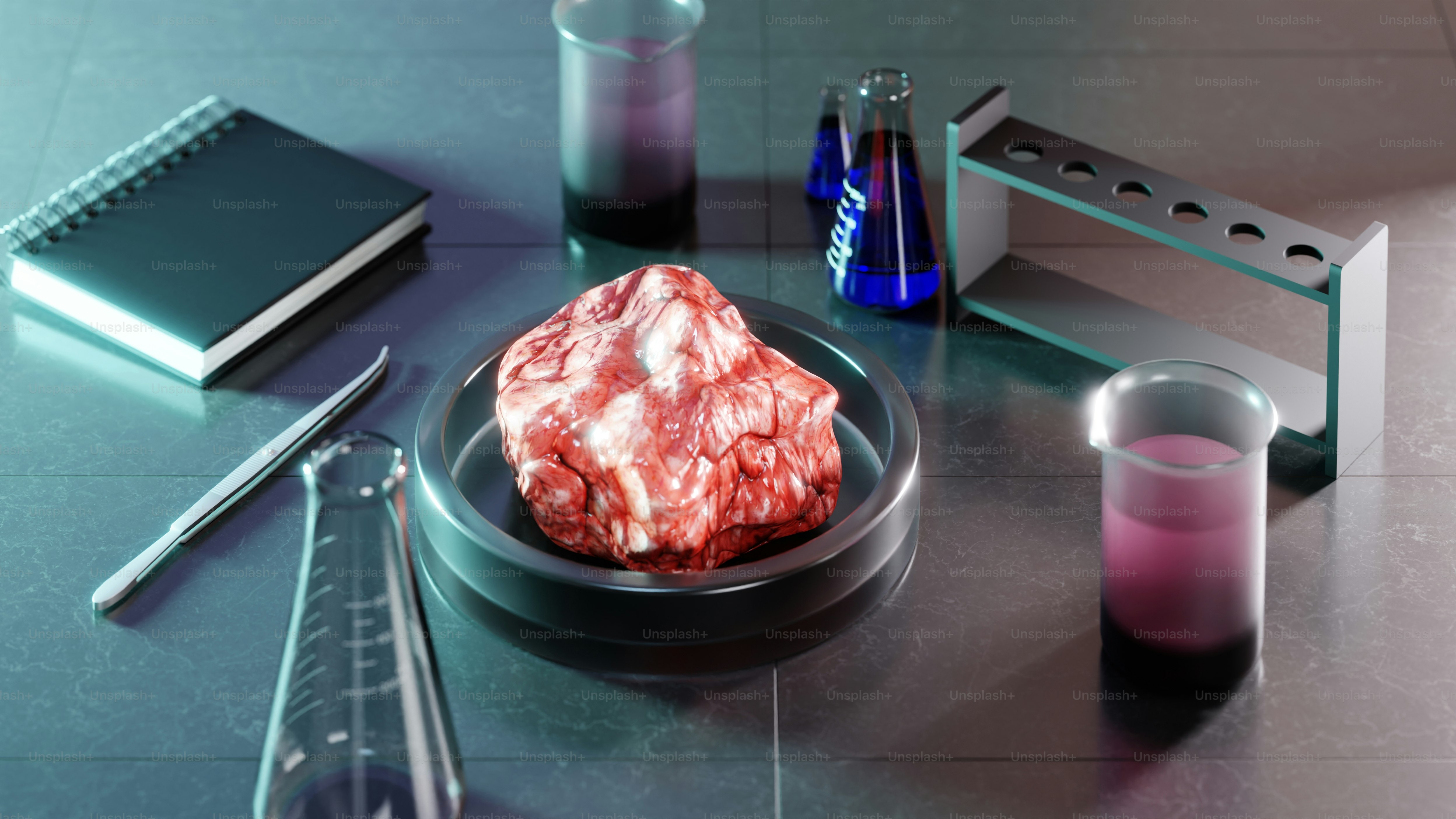 Futuristic food with neon plating and molecular design